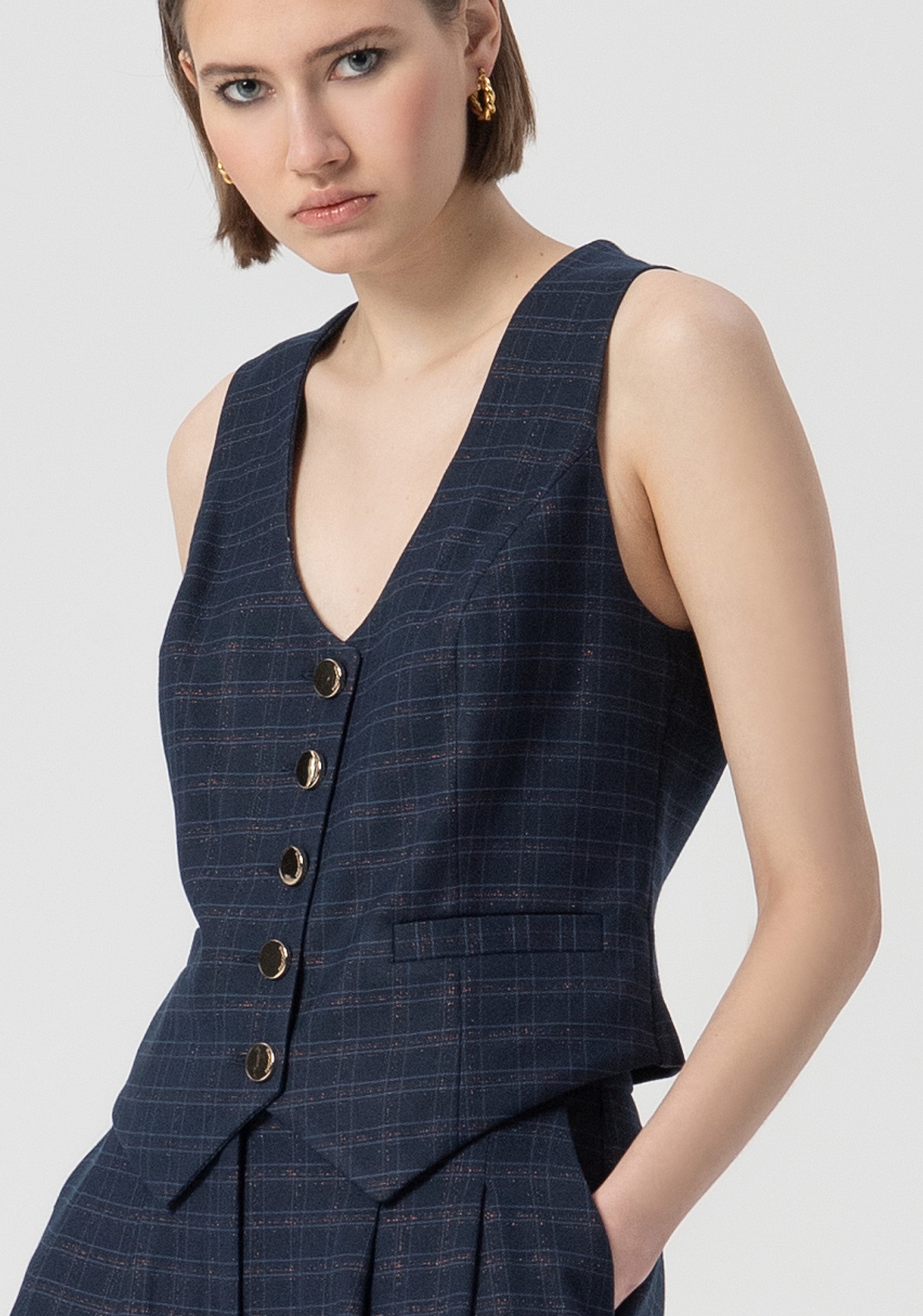 Gilet regular fit with square shaped pattern Fracomina FS25WJ5002W56195-064-2