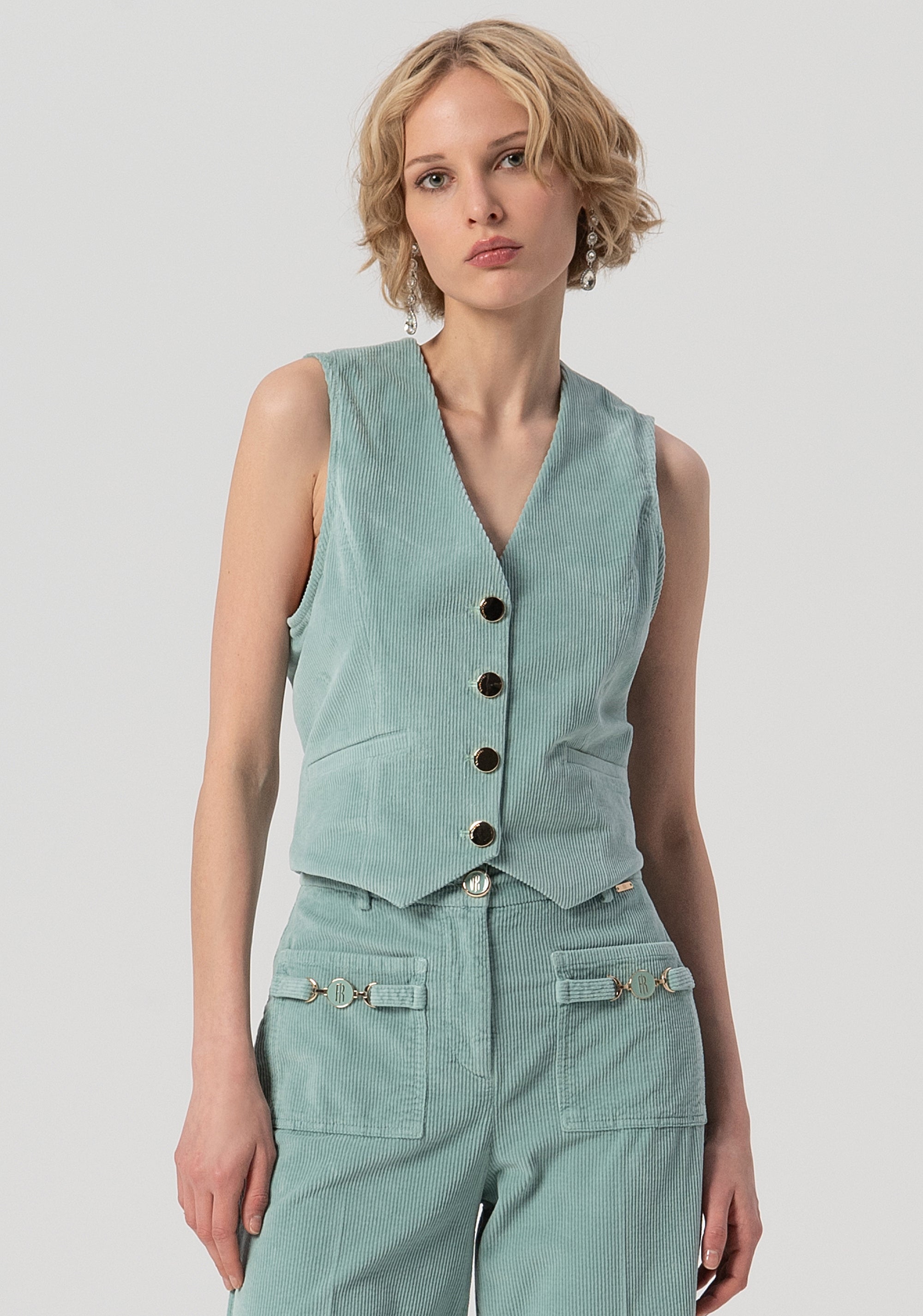 Gilet regular fit made in needlecord velvet Fracomina FS25WJ5003W59401-806-1_1713fd09-9e7e-4f53-aeea-da96e45a227b