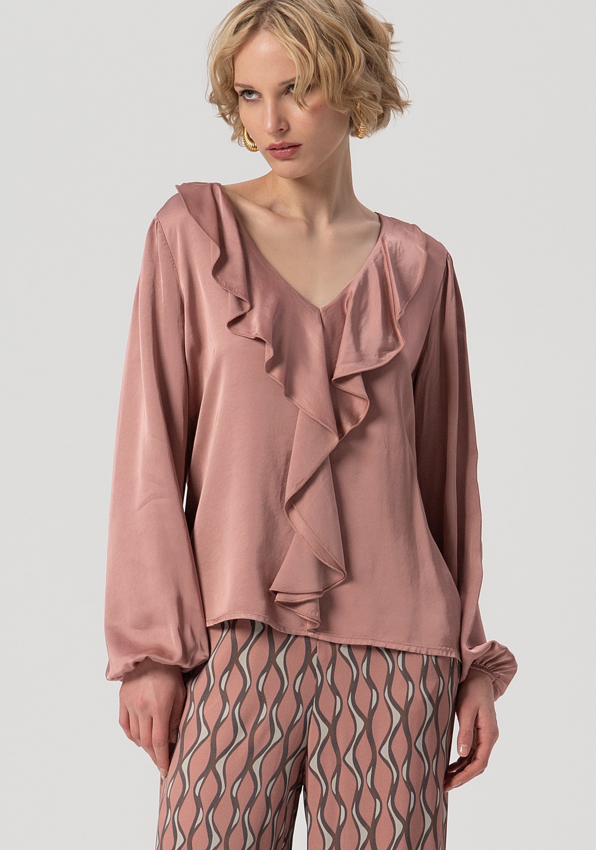 Blouse regular fit made in satin Fracomina FS25WT1005W45101-238-1