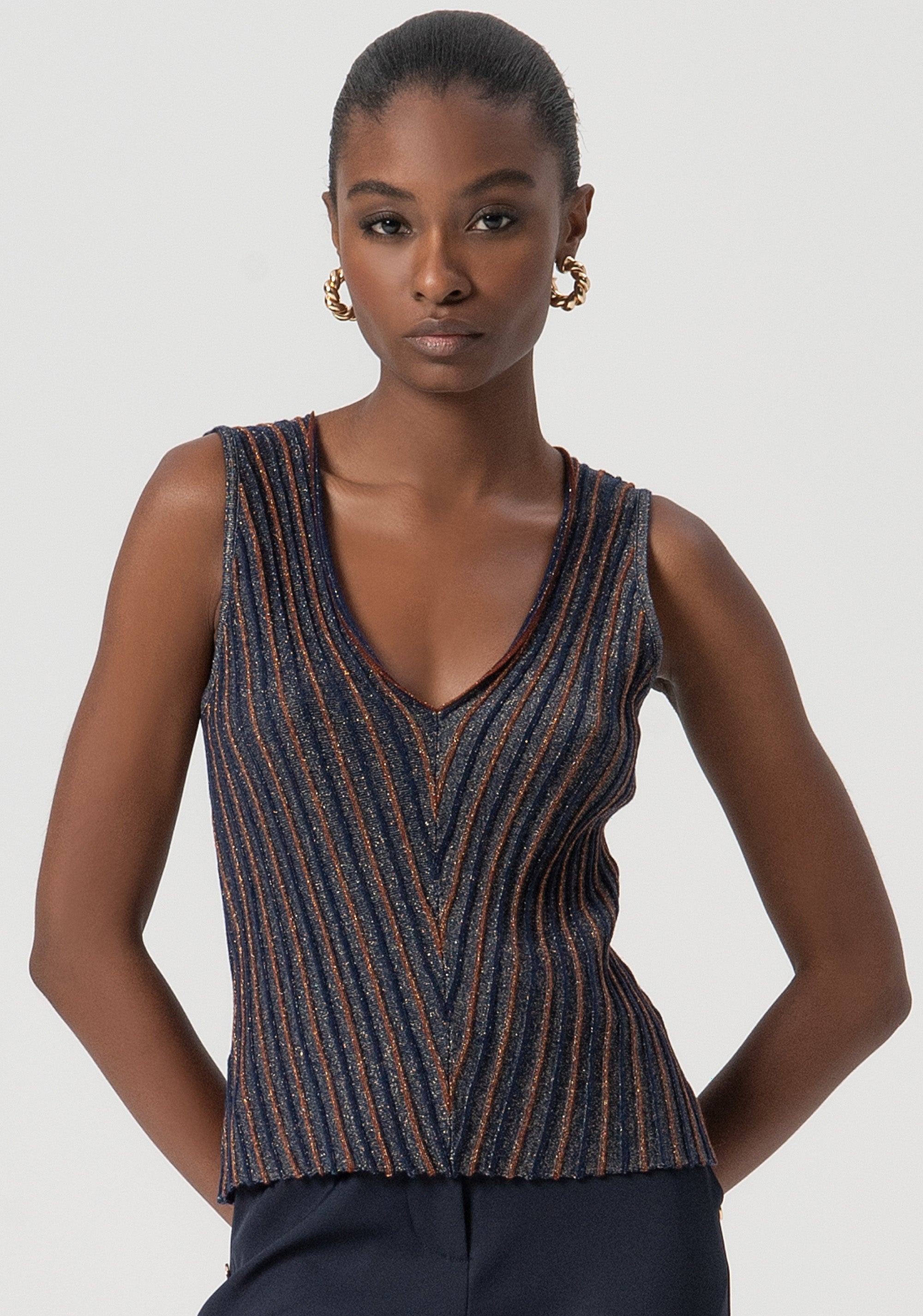 Knitted tank top with wool and lurex Fracomina FS25WT4003K558Q7-M23-1