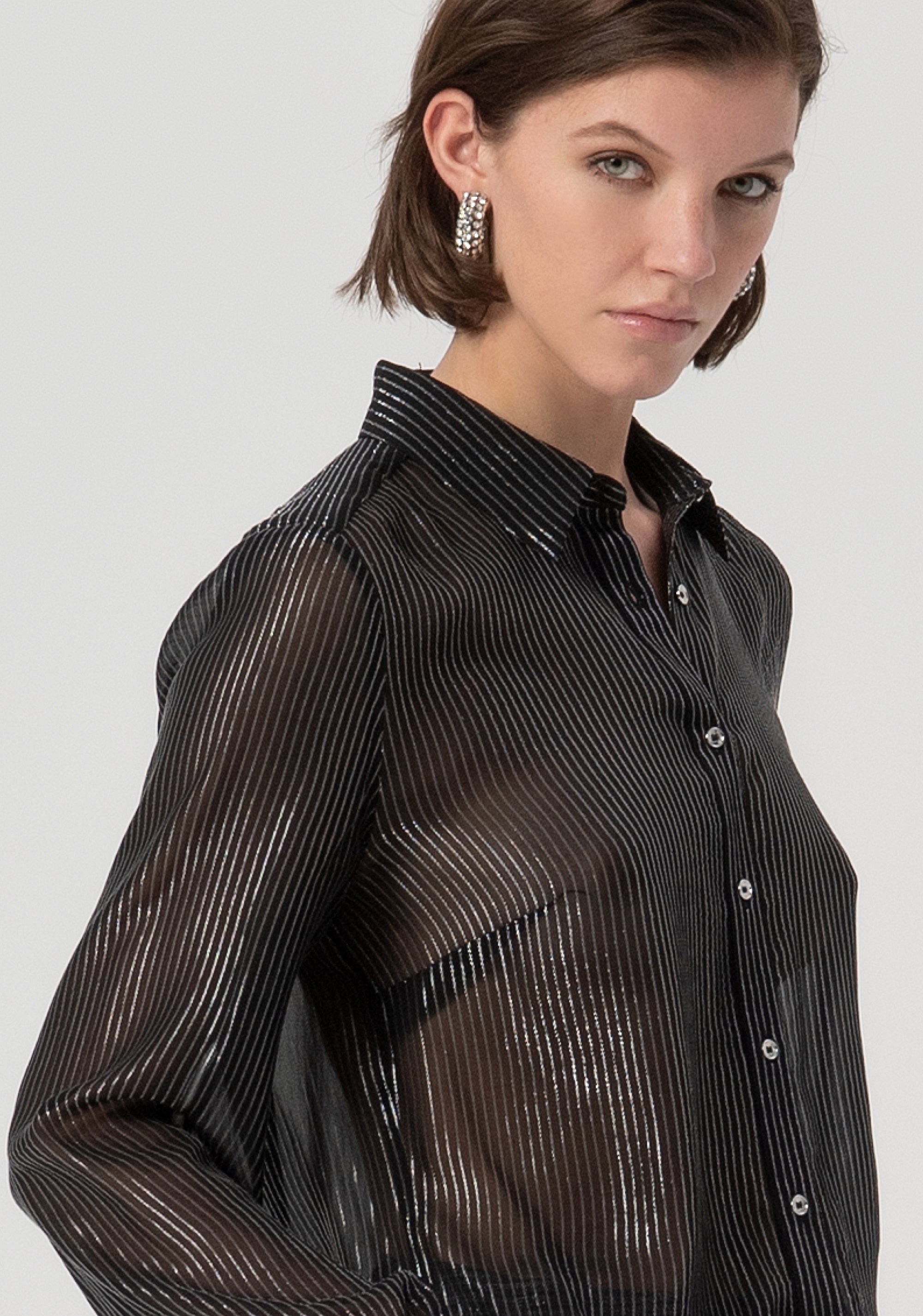 Shirt regular fit with pinstriped fabric with lurex Fracomina FS25WT6003W822Q7-053-2