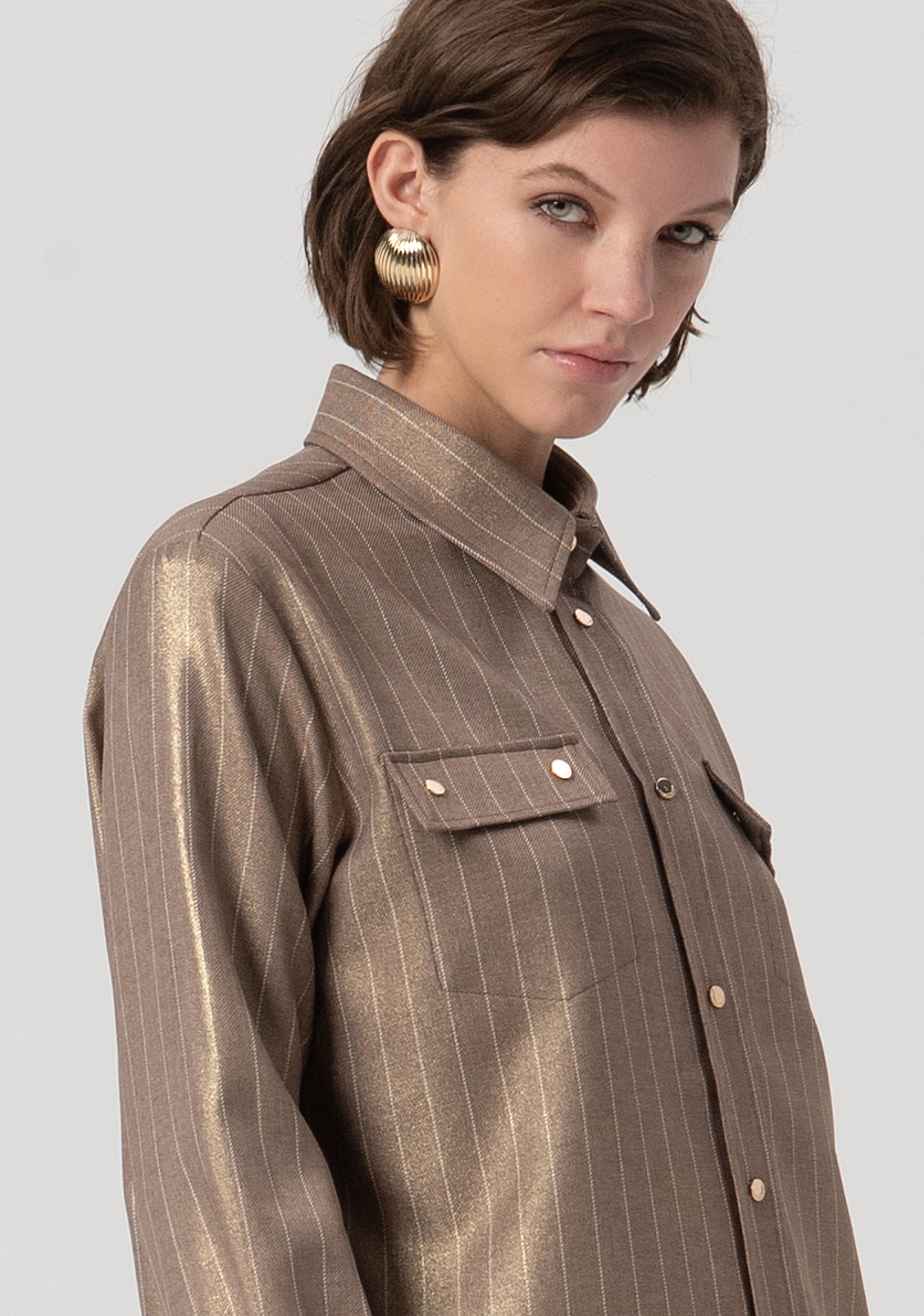 Shirt over fit made in pinstriped fabric Fracomina FS25WT6011W479T4-G16-2