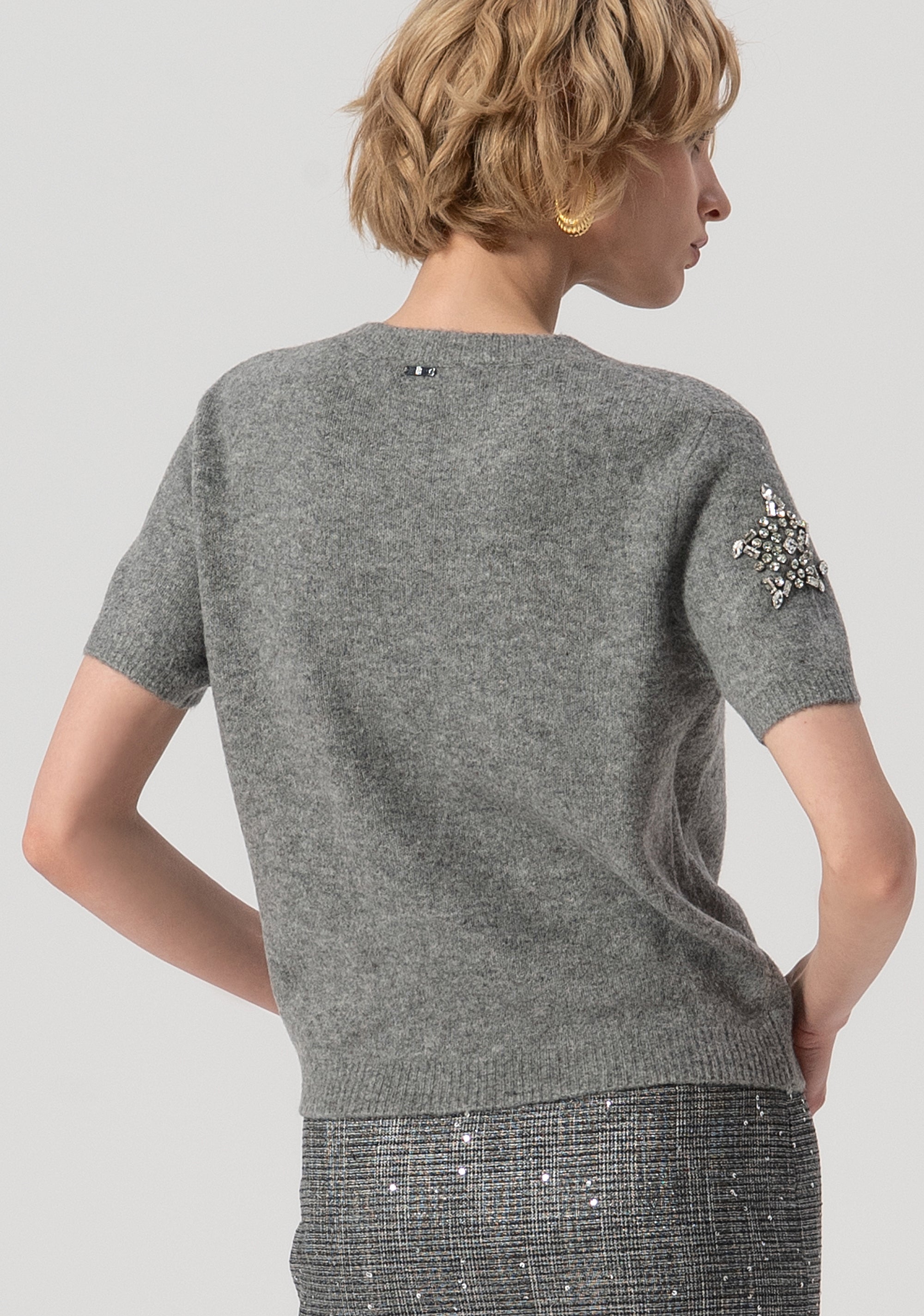 Knitwear with short sleeves and star shaped application with shiny stones Fracomina FS25WT7003K560R9-156-3