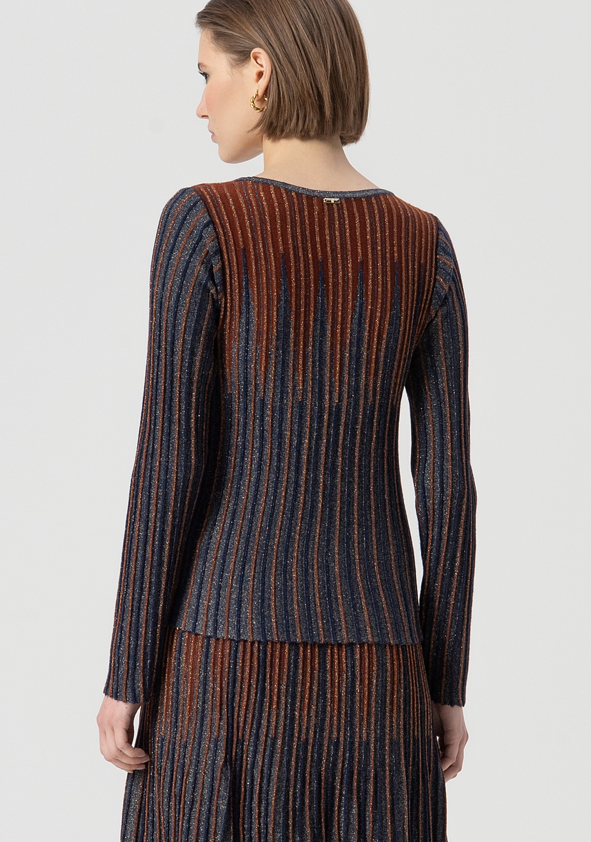 Knitwear slim fit with ribs made in wool and lurex Fracomina FS25WT7007K558Q7-M23-3