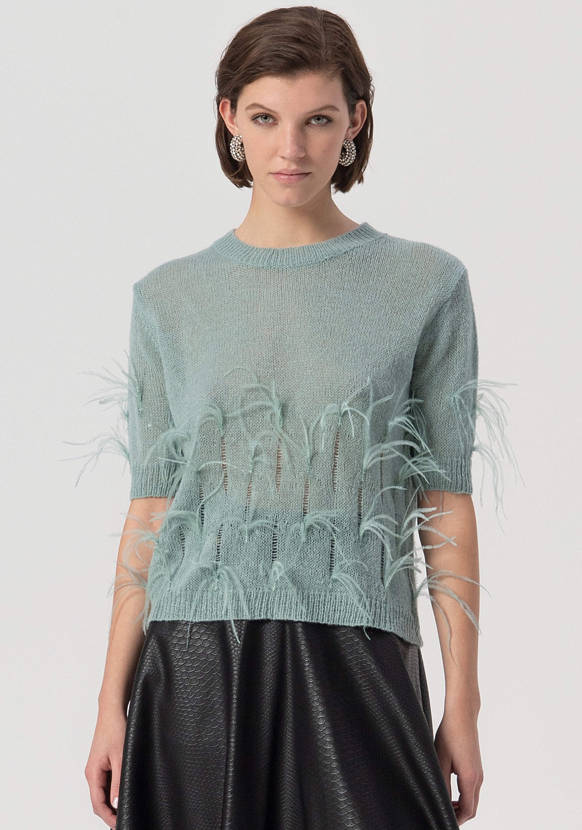 Knitwear regular fit with feathers applied Fracomina FS25WT7010K50501-806-1