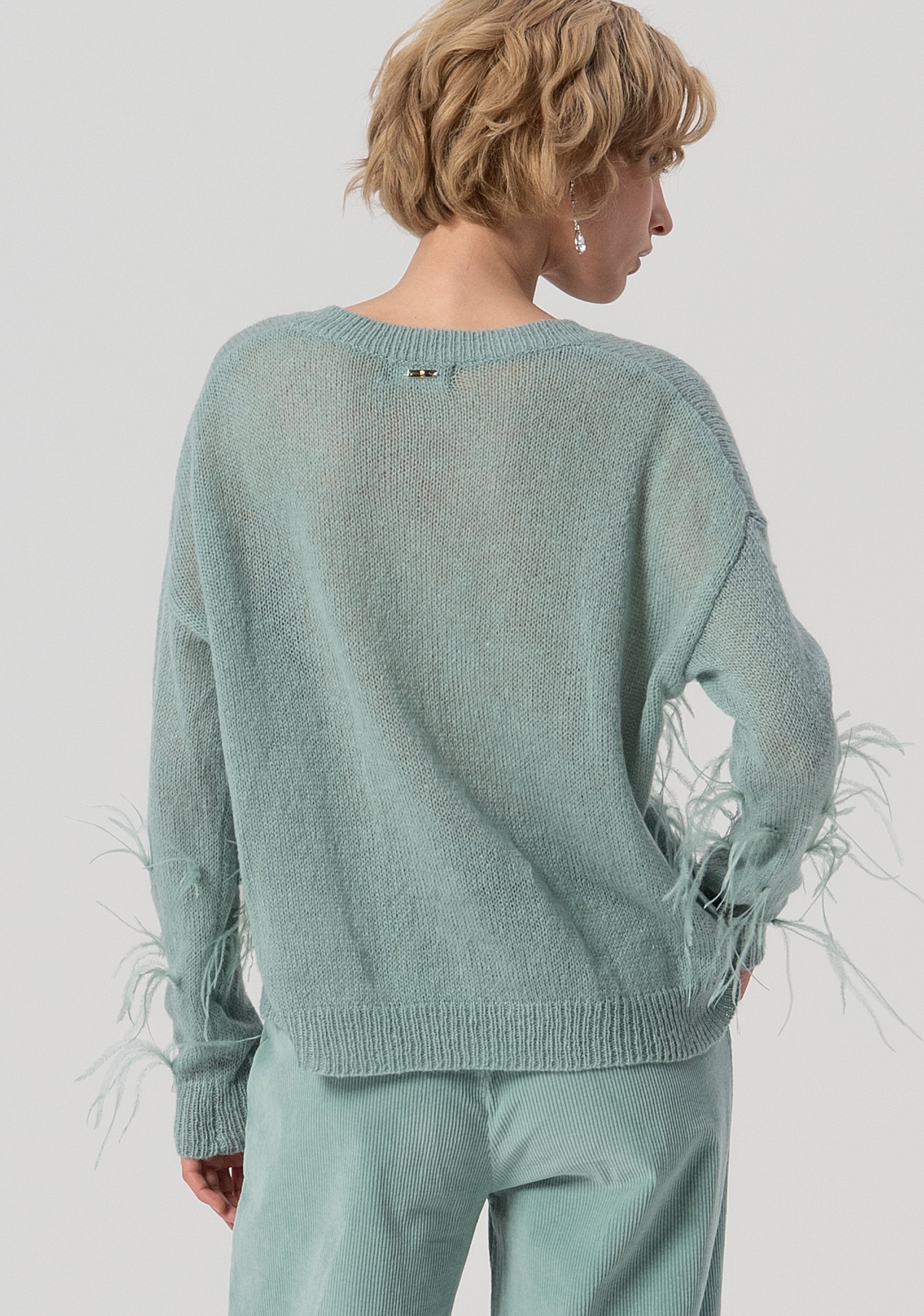 Knitwear over fit with feathers applied Fracomina FS25WT7011K50501-806-3