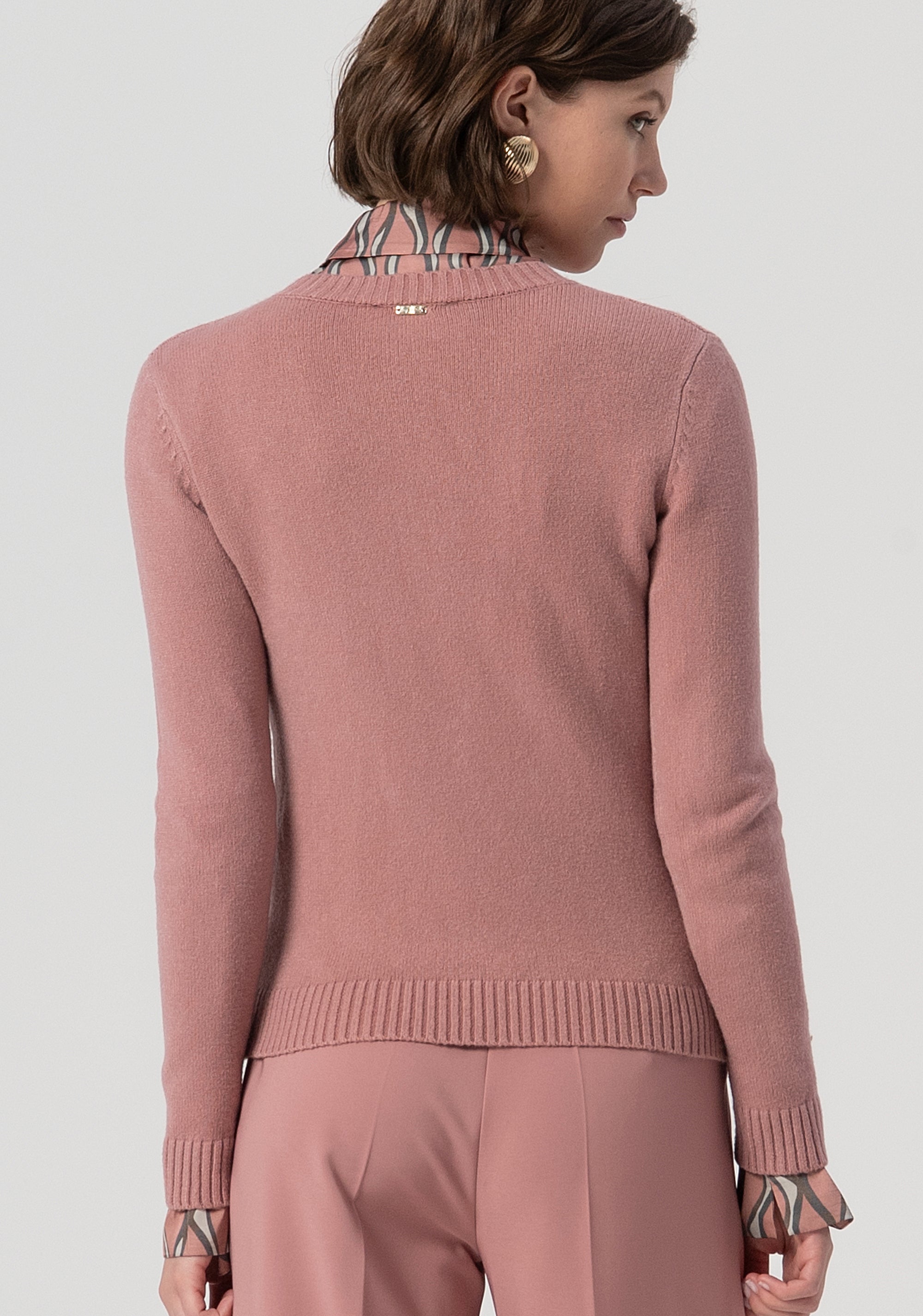 Knitwear slim fit with plaits and sequins applied Fracomina FS25WT7012K50201-238-3