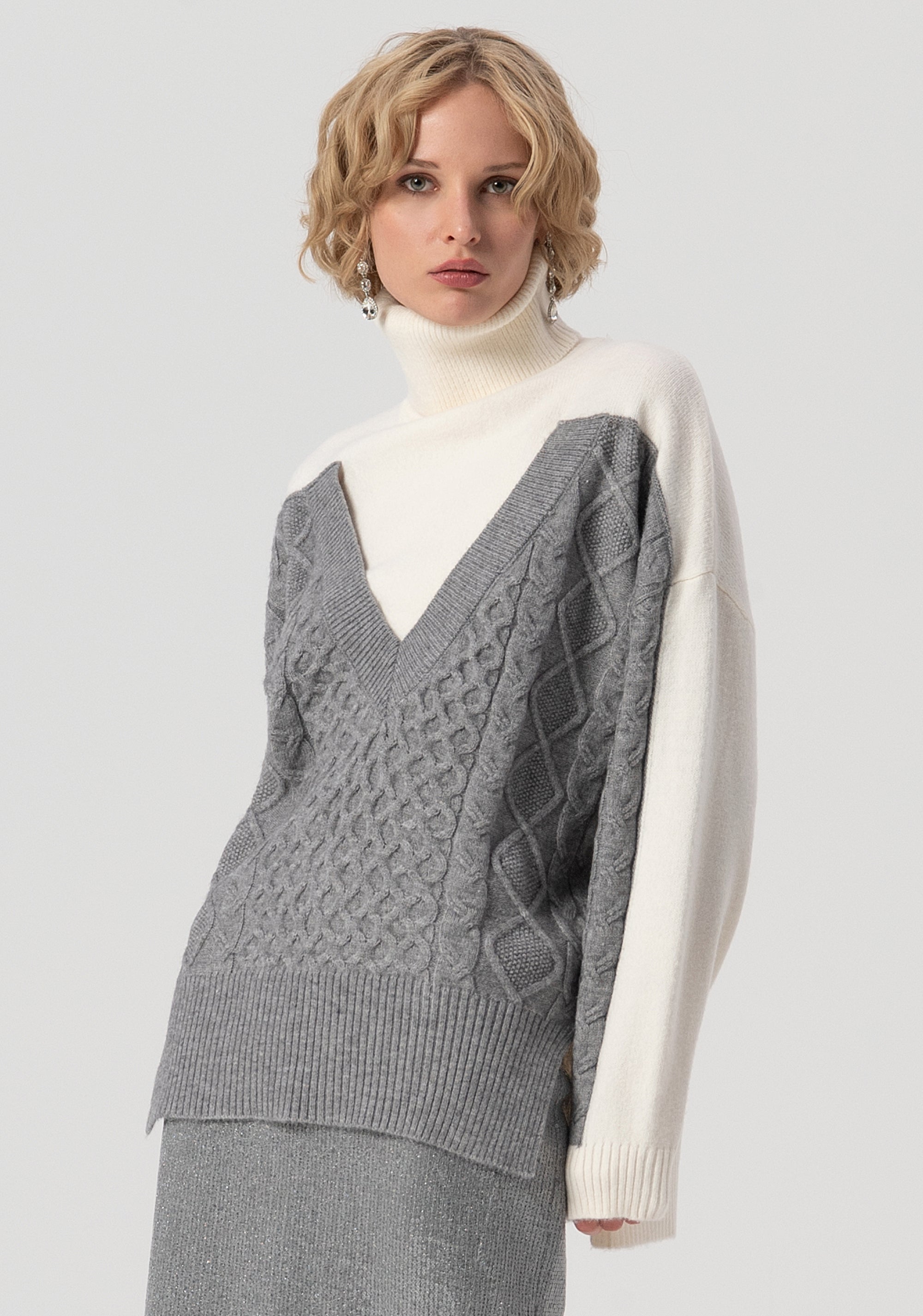 Knitwear over fit with plaits detail Fracomina FS25WT7015K47101-636-1