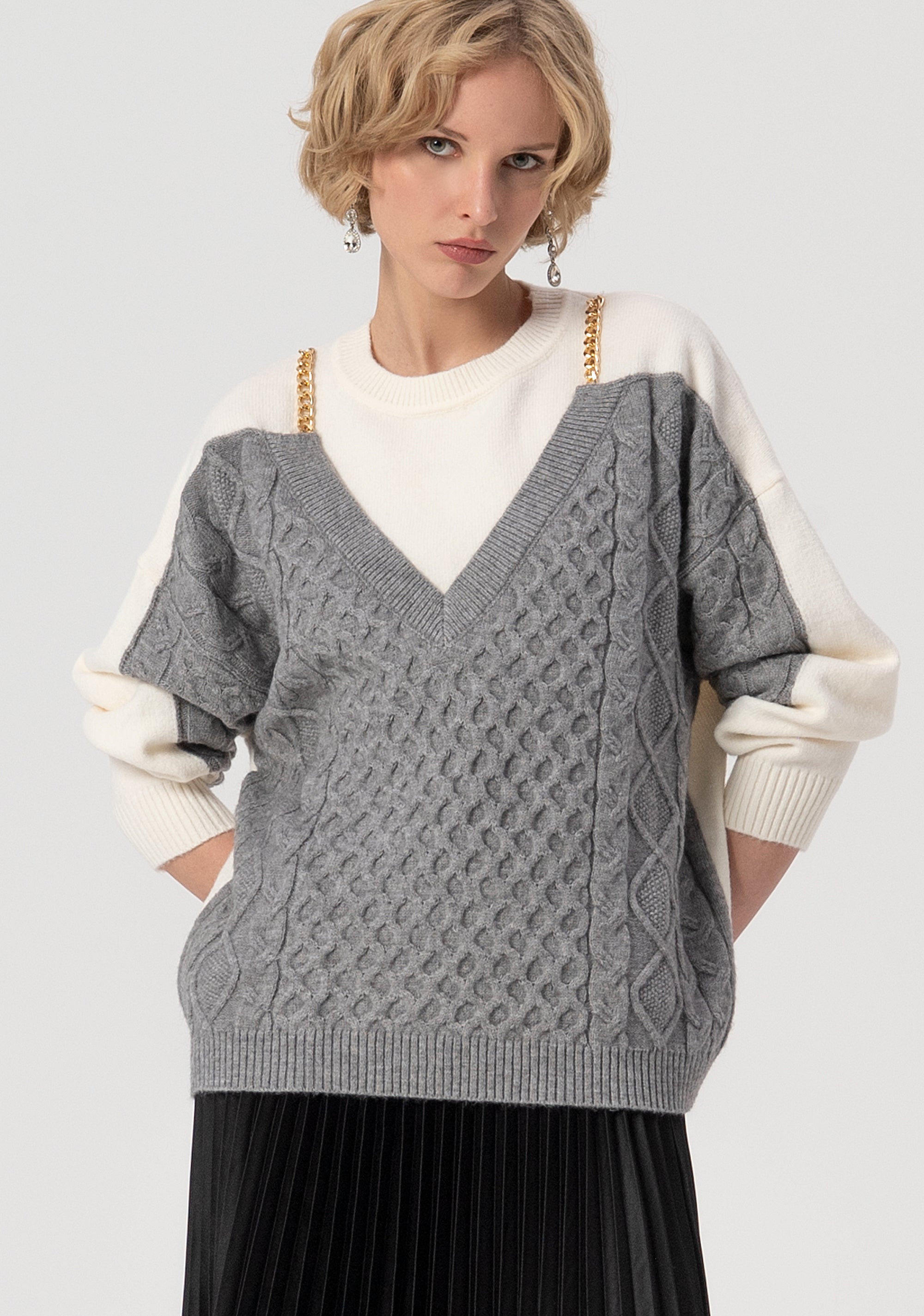 Knitwear over fit with plaits detail Fracomina FS25WT7016K47101-636-1
