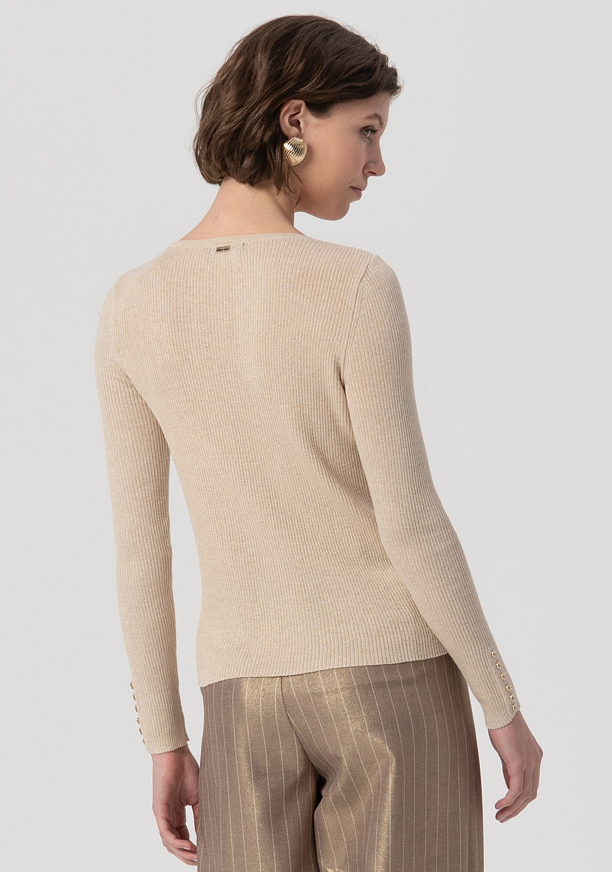 Knitwear slim fit with ribs made with wool and lurex Fracomina FS25WT7017K559Q7-050-3
