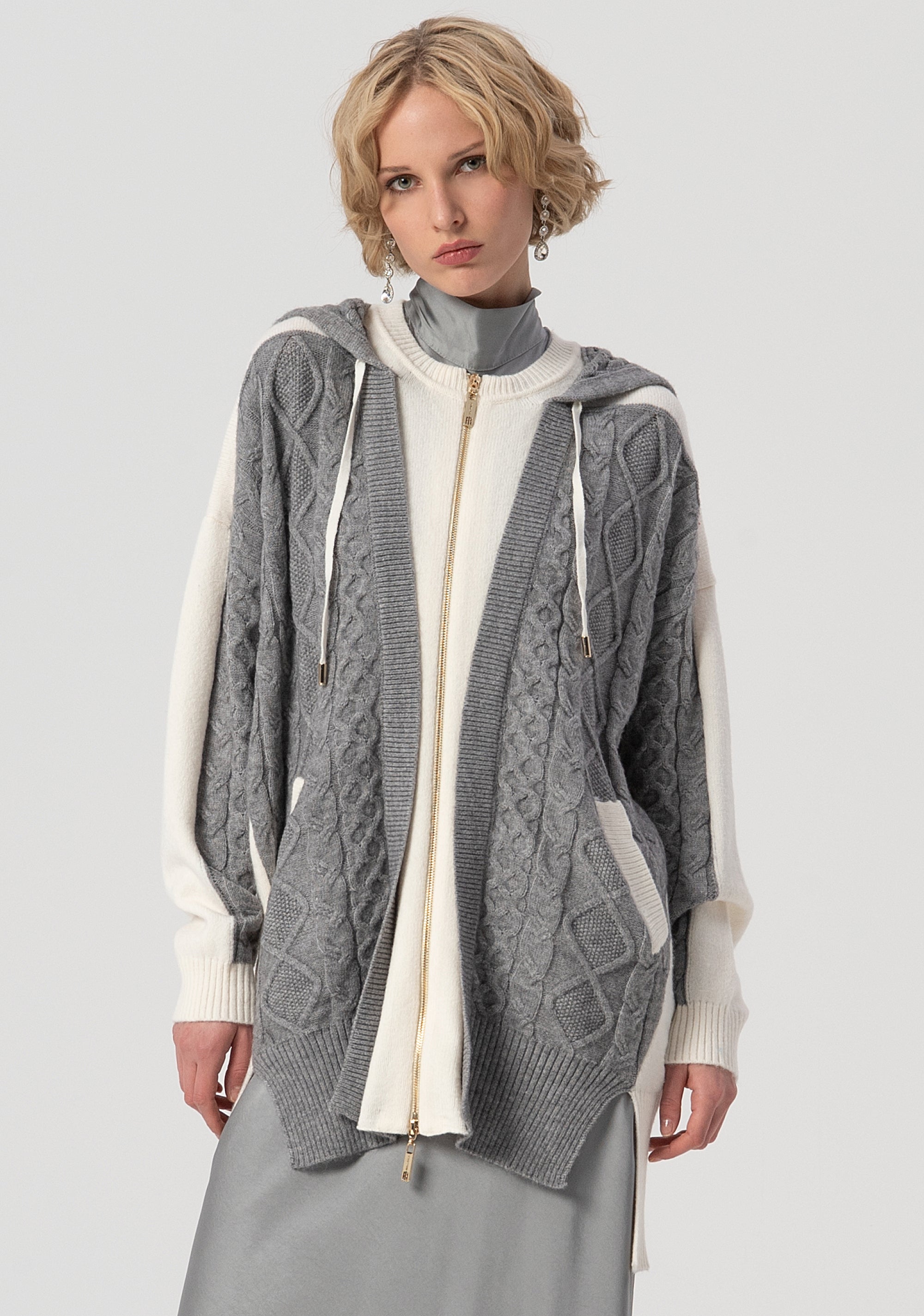 Cardigan over fit with plaits details Fracomina FS25WT8001K47101-636-1