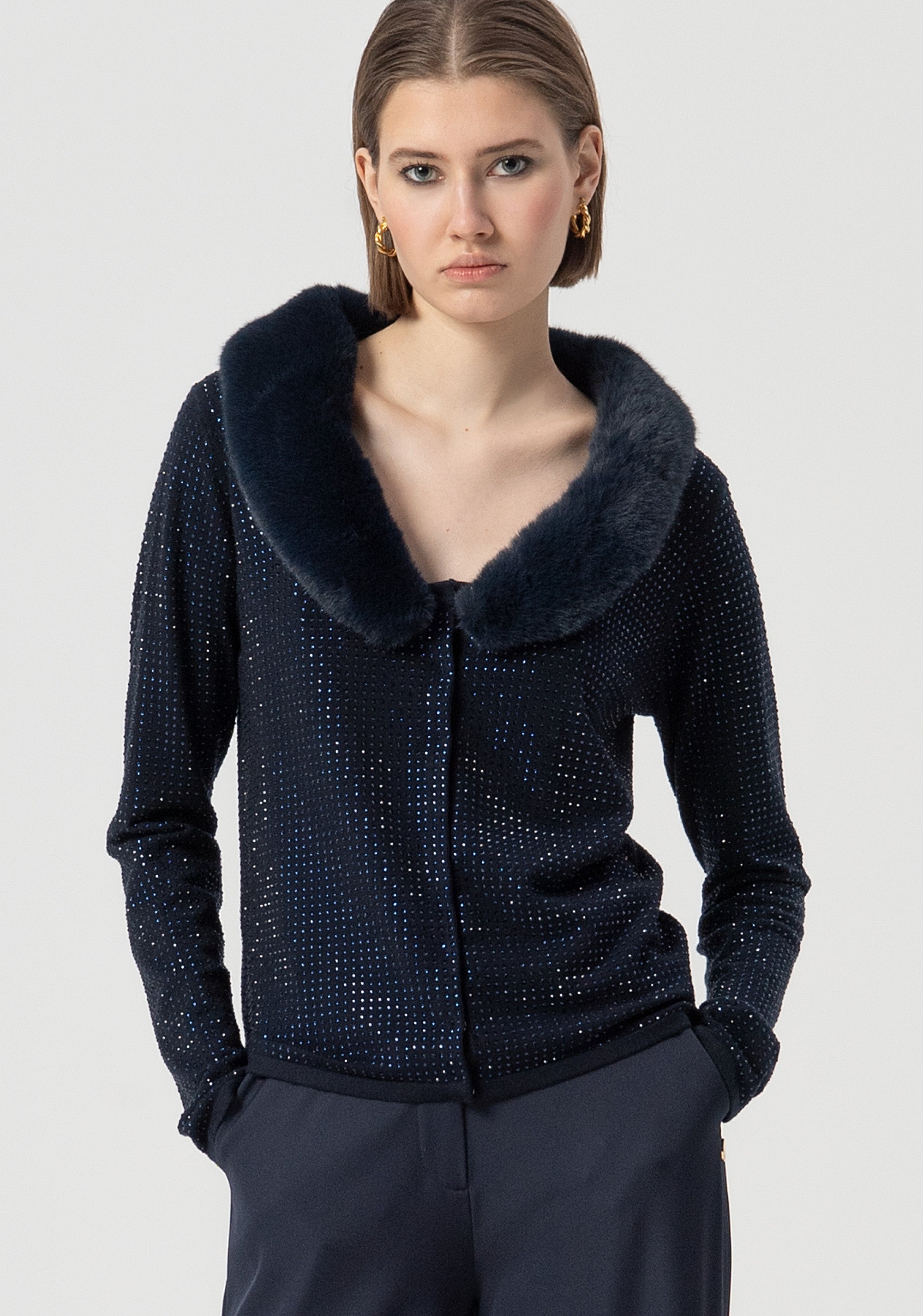 Cardigan regular fit with shiny strasses Fracomina FS25WT8003K50201-064-1