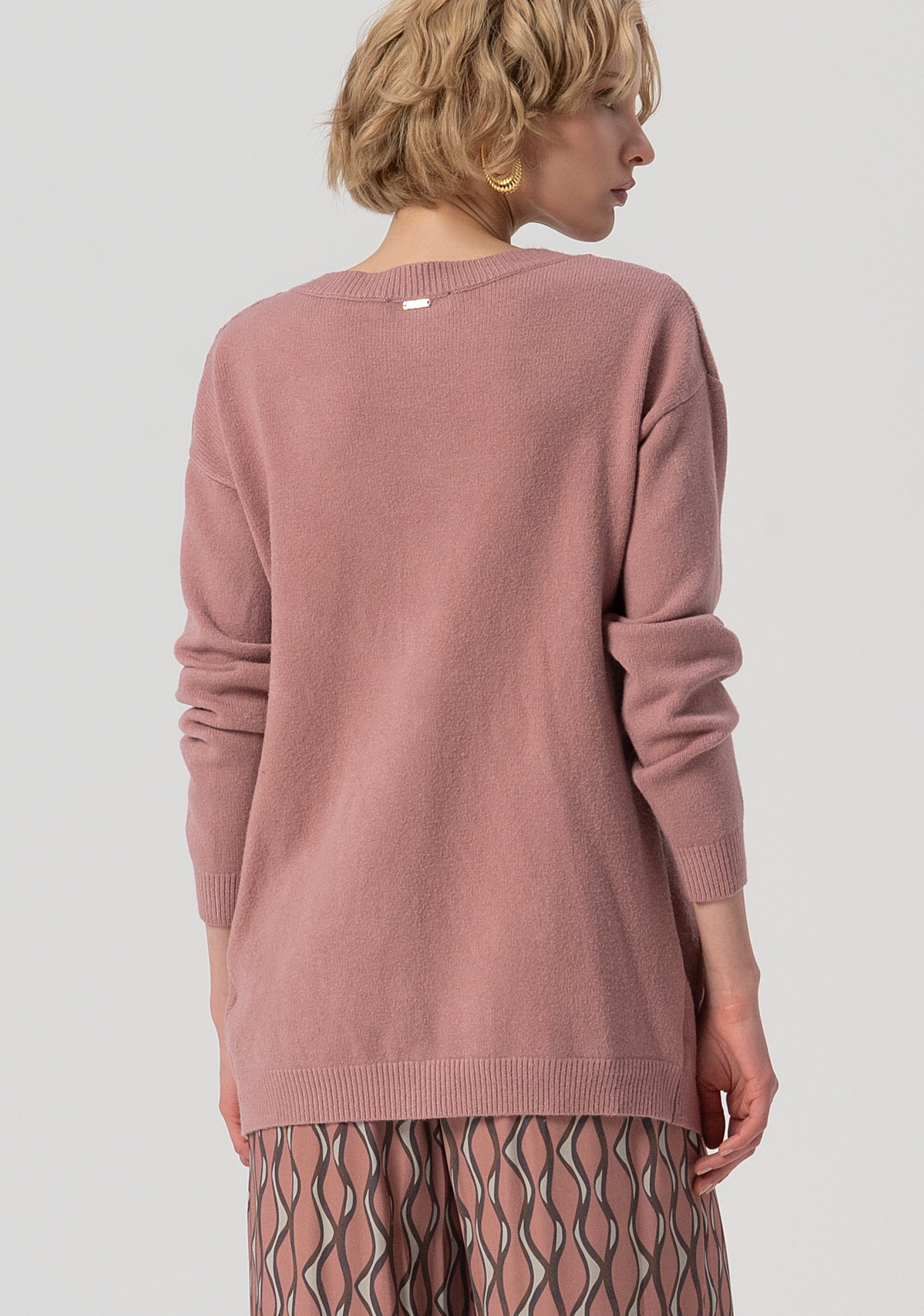 Cardigan over fit with plaits and sequis applied Fracomina FS25WT8007K50201-238-3