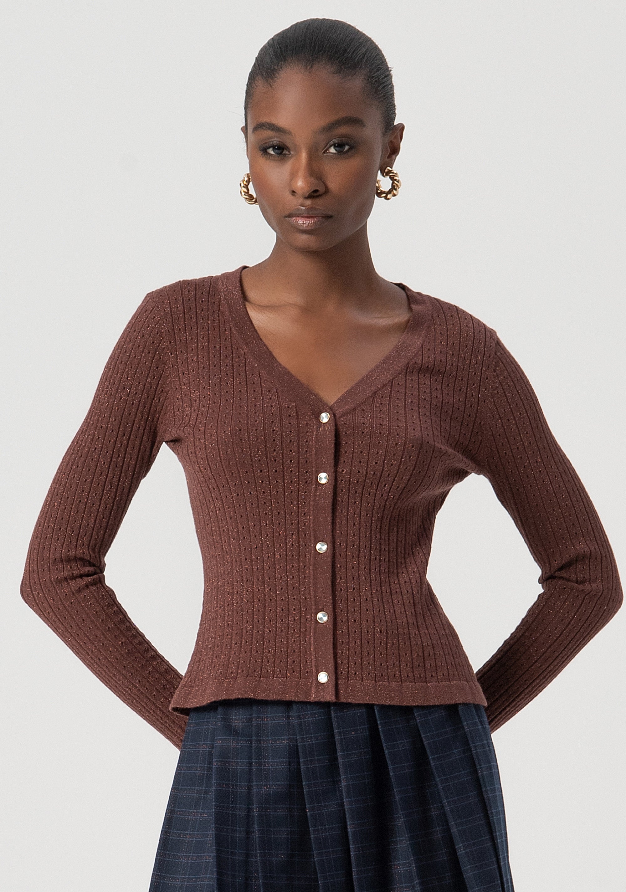 Cardigan slim fit with lurex Fracomina FS25WT8011K501Q7-639-1