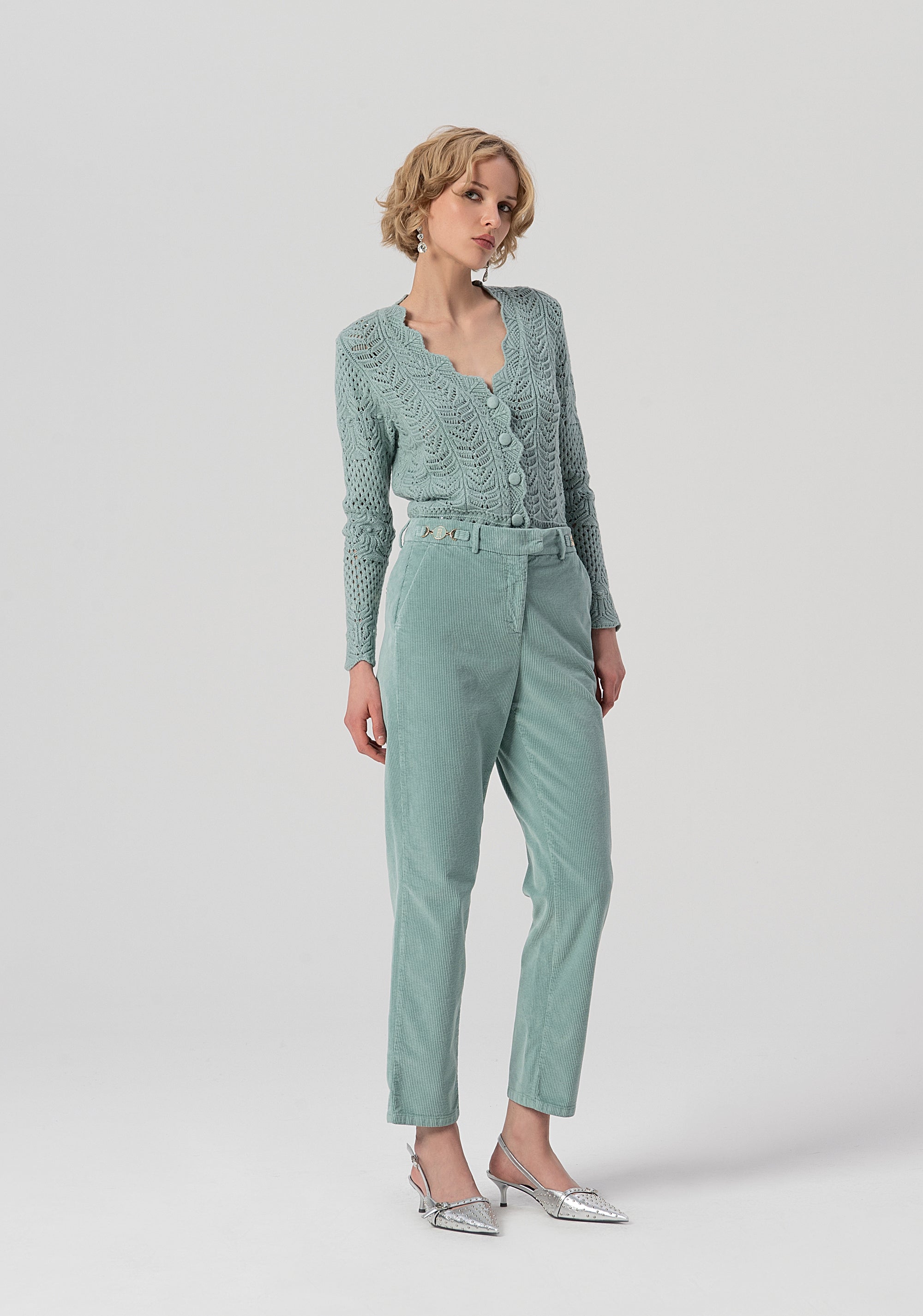 Cigarette pant regular fit made in needlecord velvet Fracomina FS25WV2006W59401-806-1