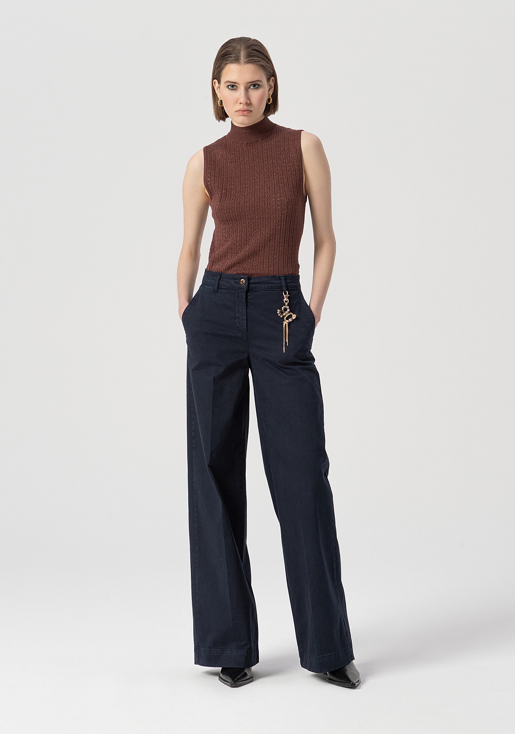 Palazzo pant flare made in gabardine Fracomina FS25WV3008W42001-064-1