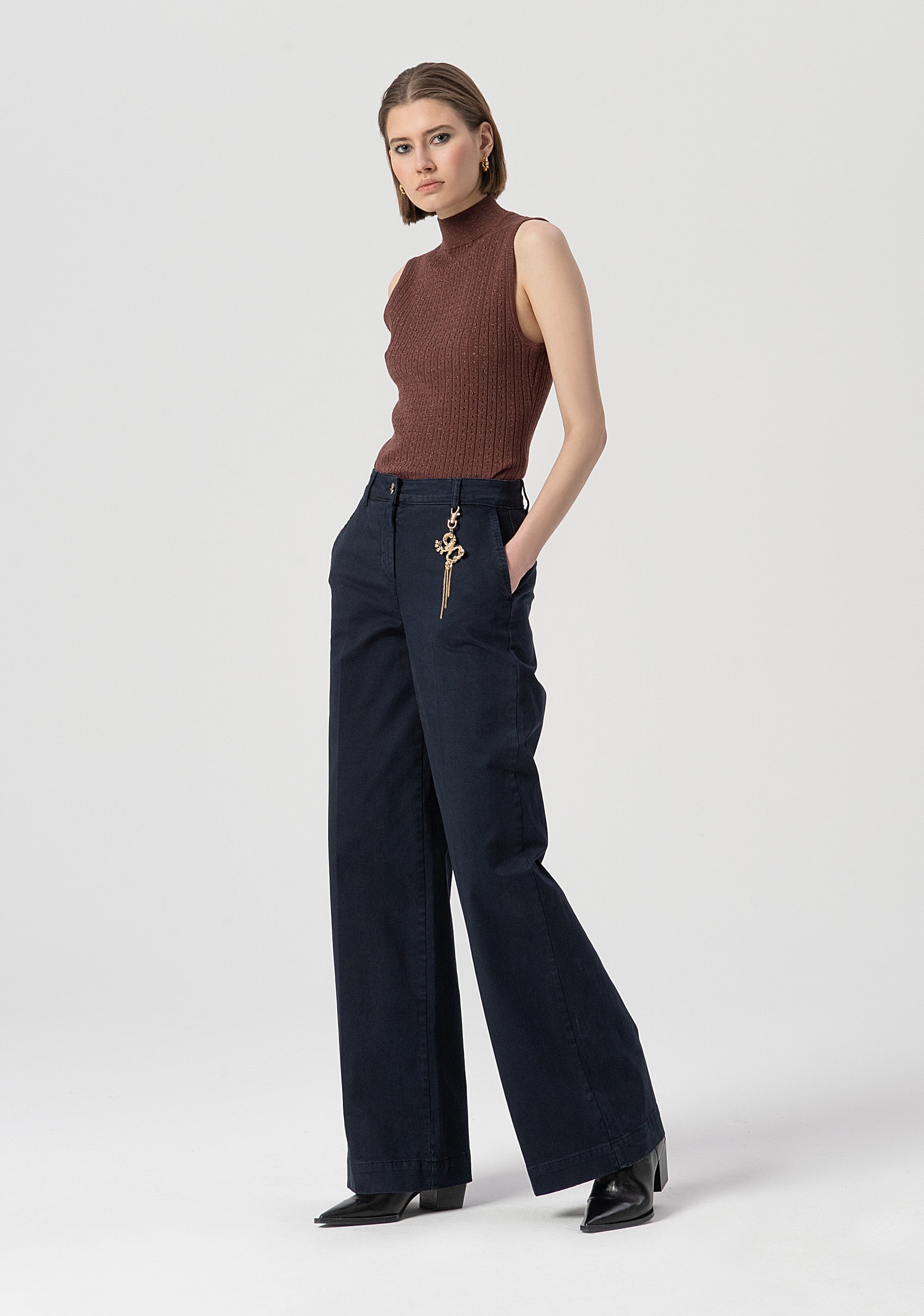 Palazzo pant flare made in gabardine Fracomina FS25WV3008W42001-064-3