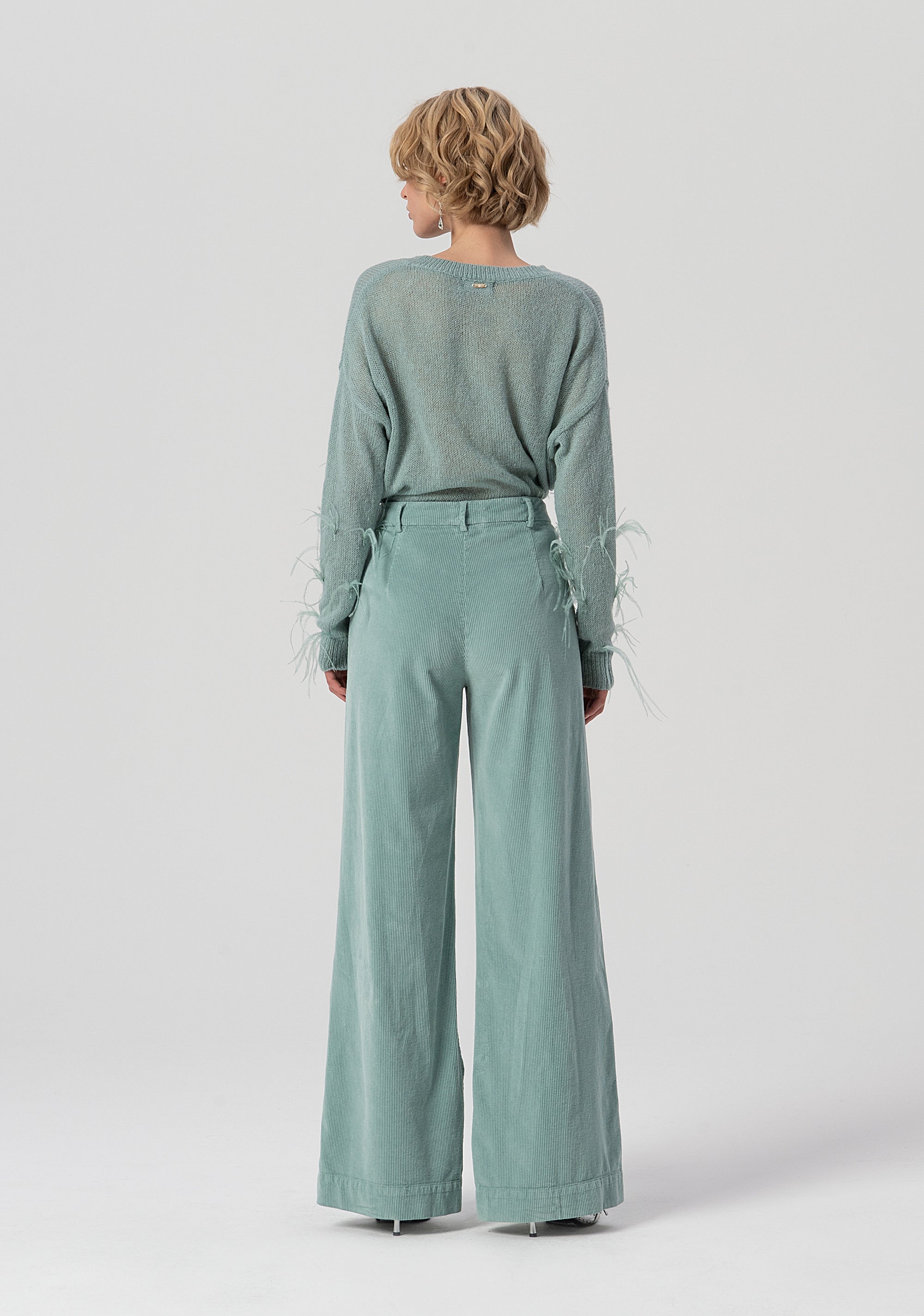Palazzo pant flare made in needlecord velvet Fracomina FS25WV3009W59401-806-3
