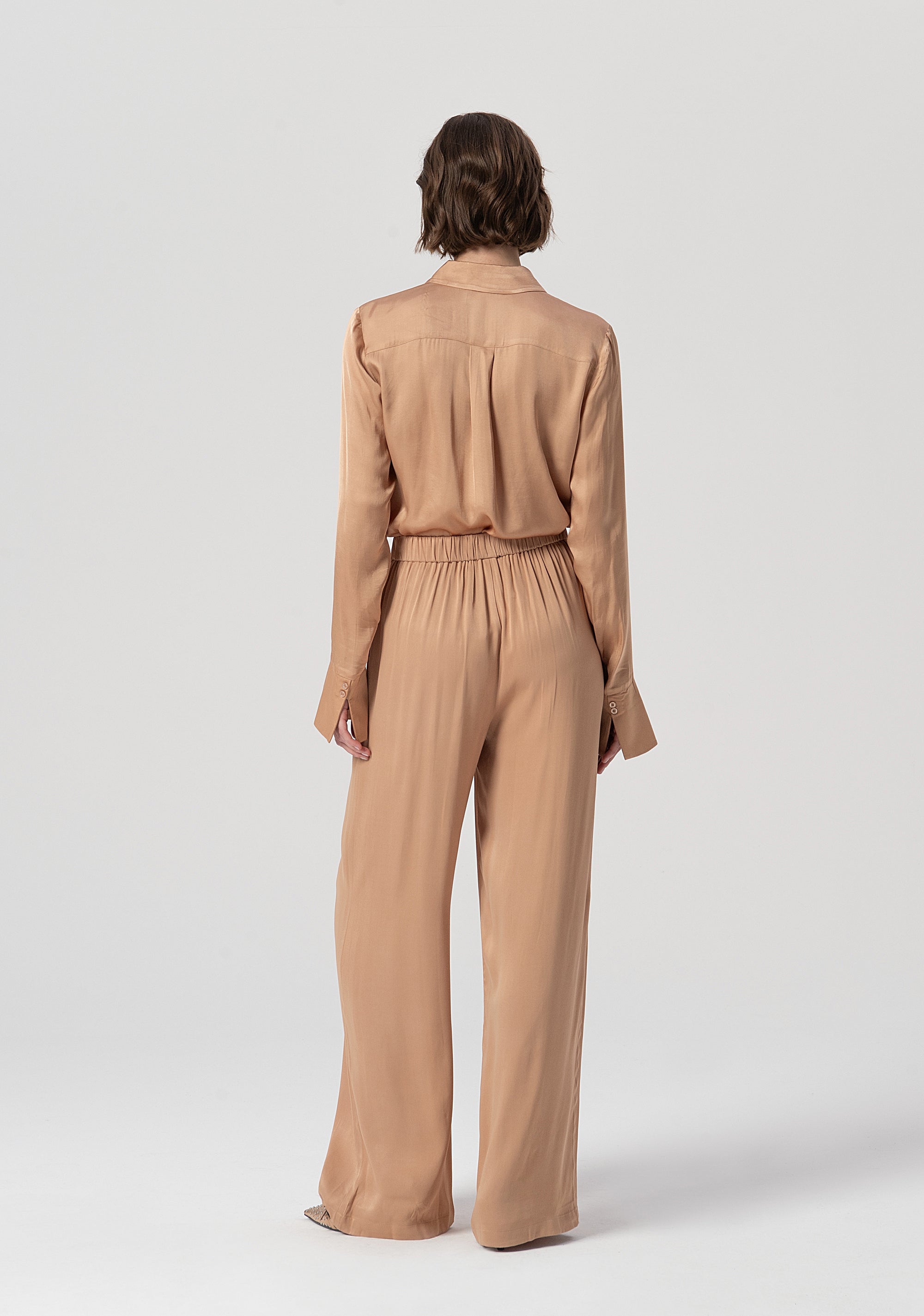 Palazzo pant flare made in satin Fracomina FS25WV3014W73201-050-3
