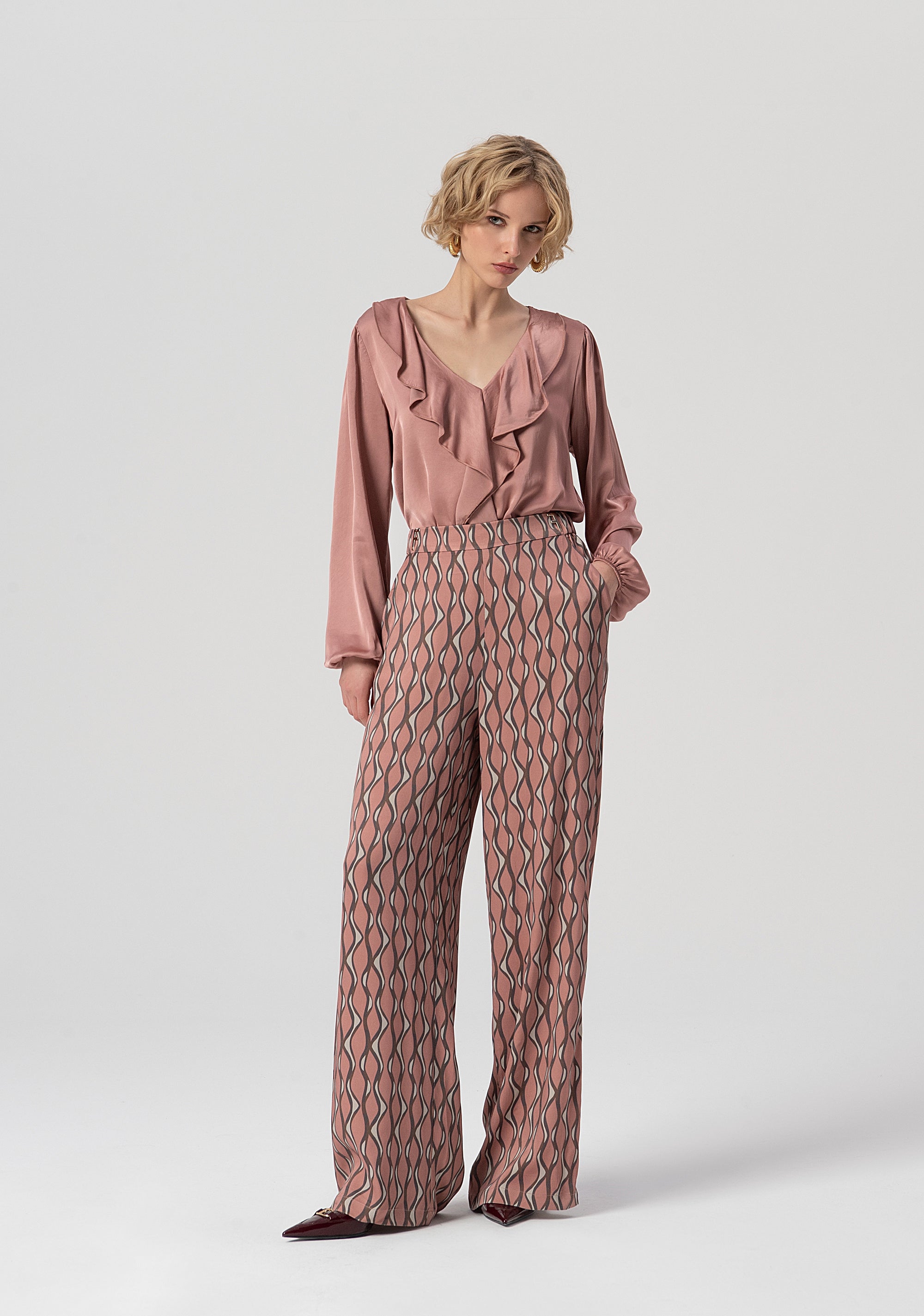 Palazzo pant flare with geometric pattern Fracomina FS25WV3014W732K5-238-1