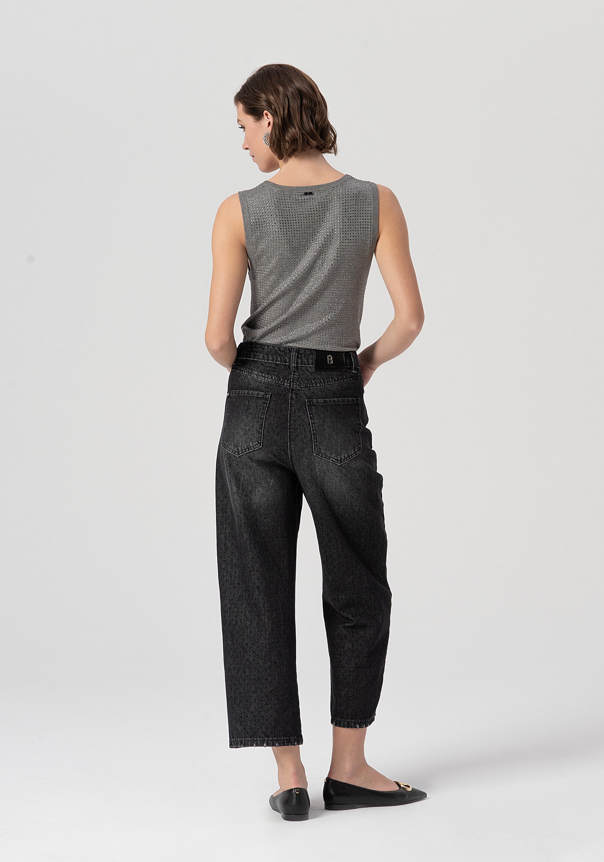 Jeans boyfriend made in black denim with middle wash Fracomina FS25WV5001D40001-553-3