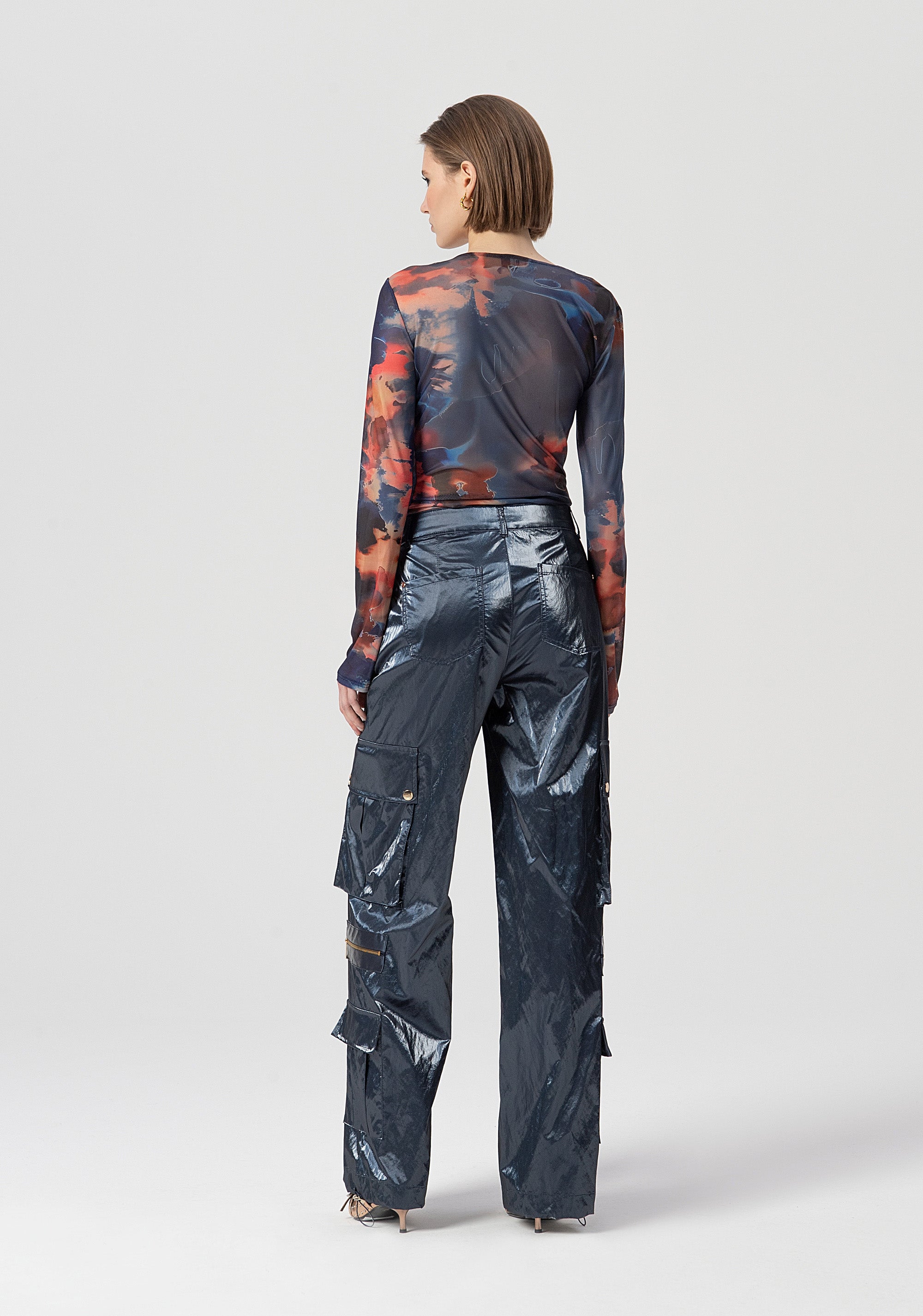 Cargo pant made in shiny fabric Fracomina FS25WVC002W498P9-064-3