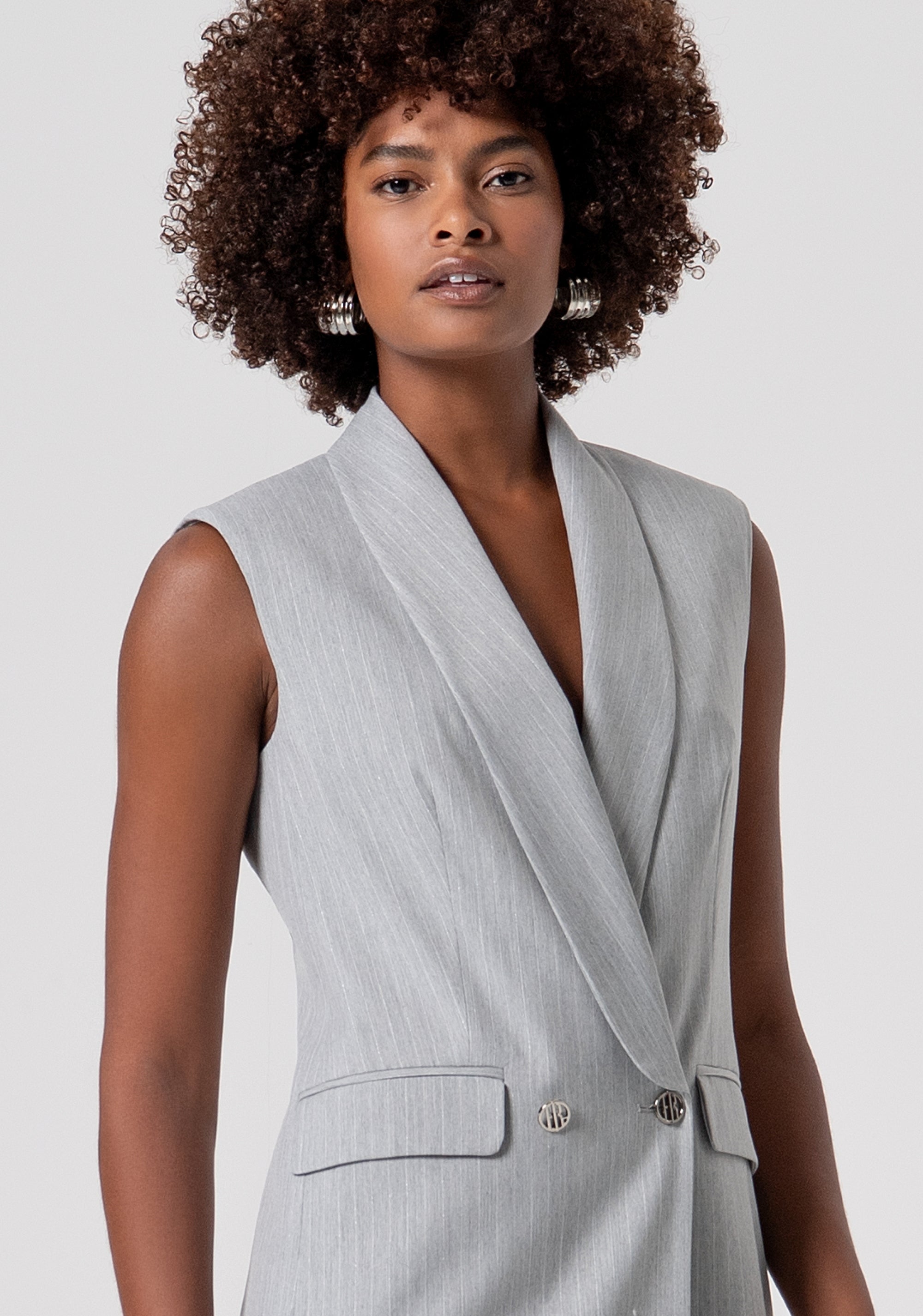 Mini sleeveless dress blazer style double breasted Fracomina FS26SD1002W587Q7-156-2