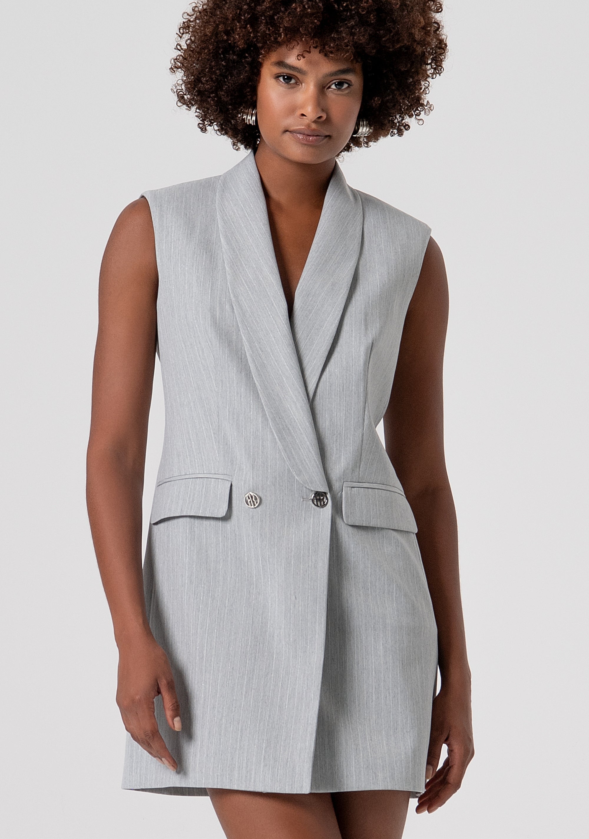 Mini sleeveless dress blazer style double breasted Fracomina FS26SD1002W587Q7-156-3