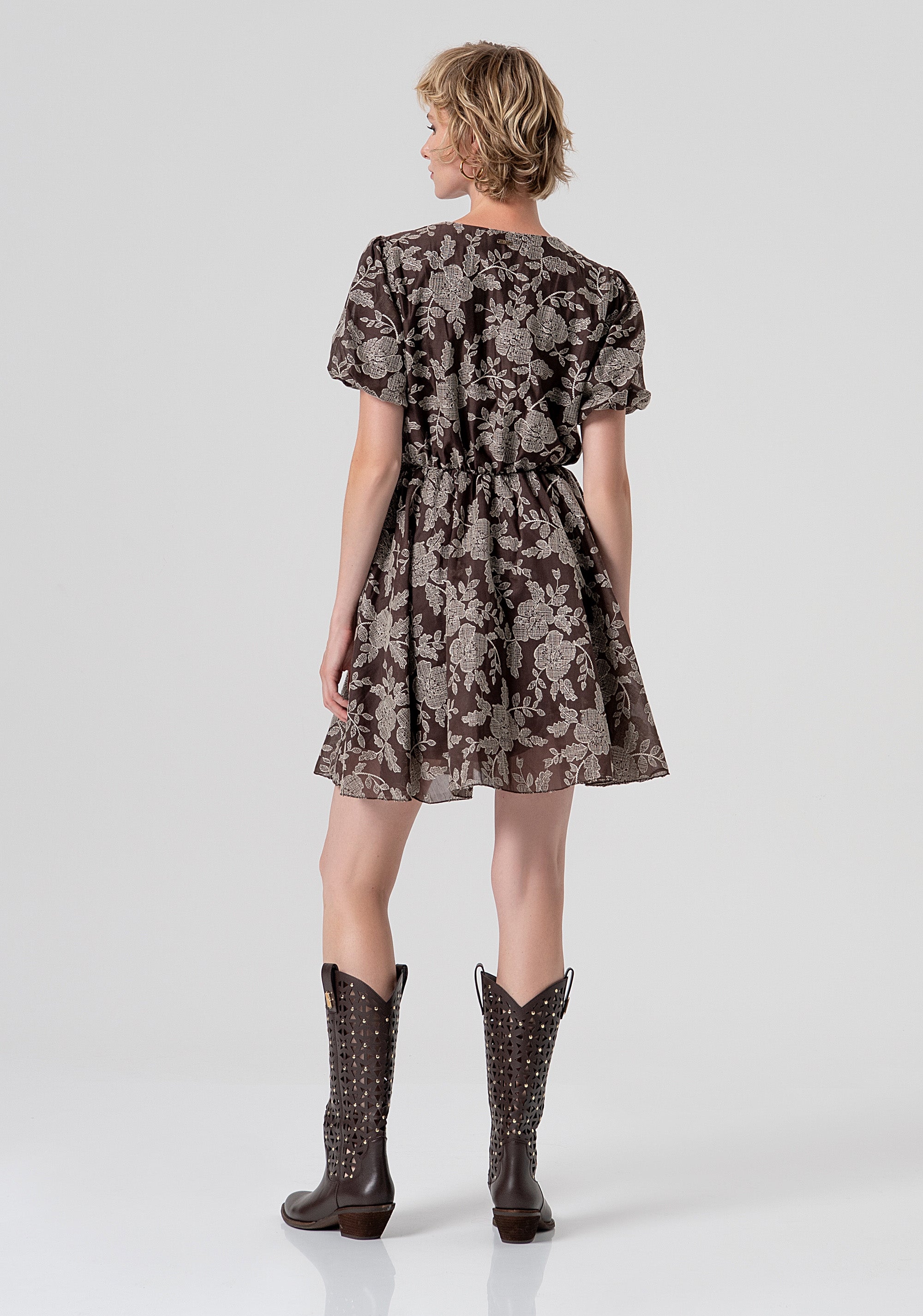 Mini dress regular fit with flowery pattern Fracomina FS26SD1009W834E5-091-4