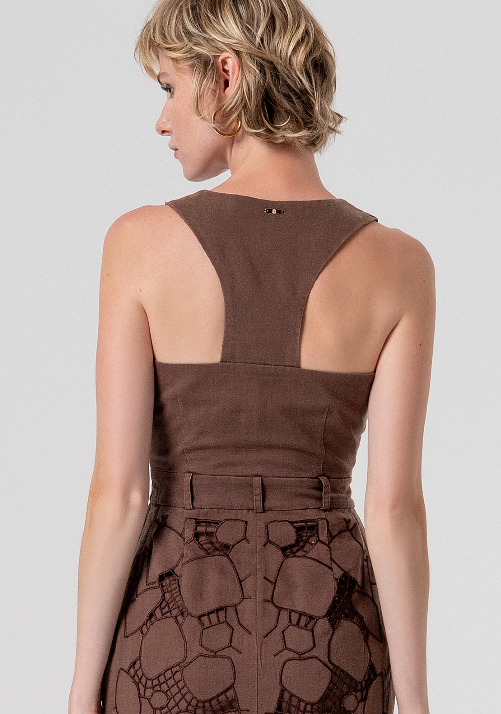 Sleeveless sheath dress middle length made in embroidered fabric Fracomina FS26SD1012W826E5-091-4