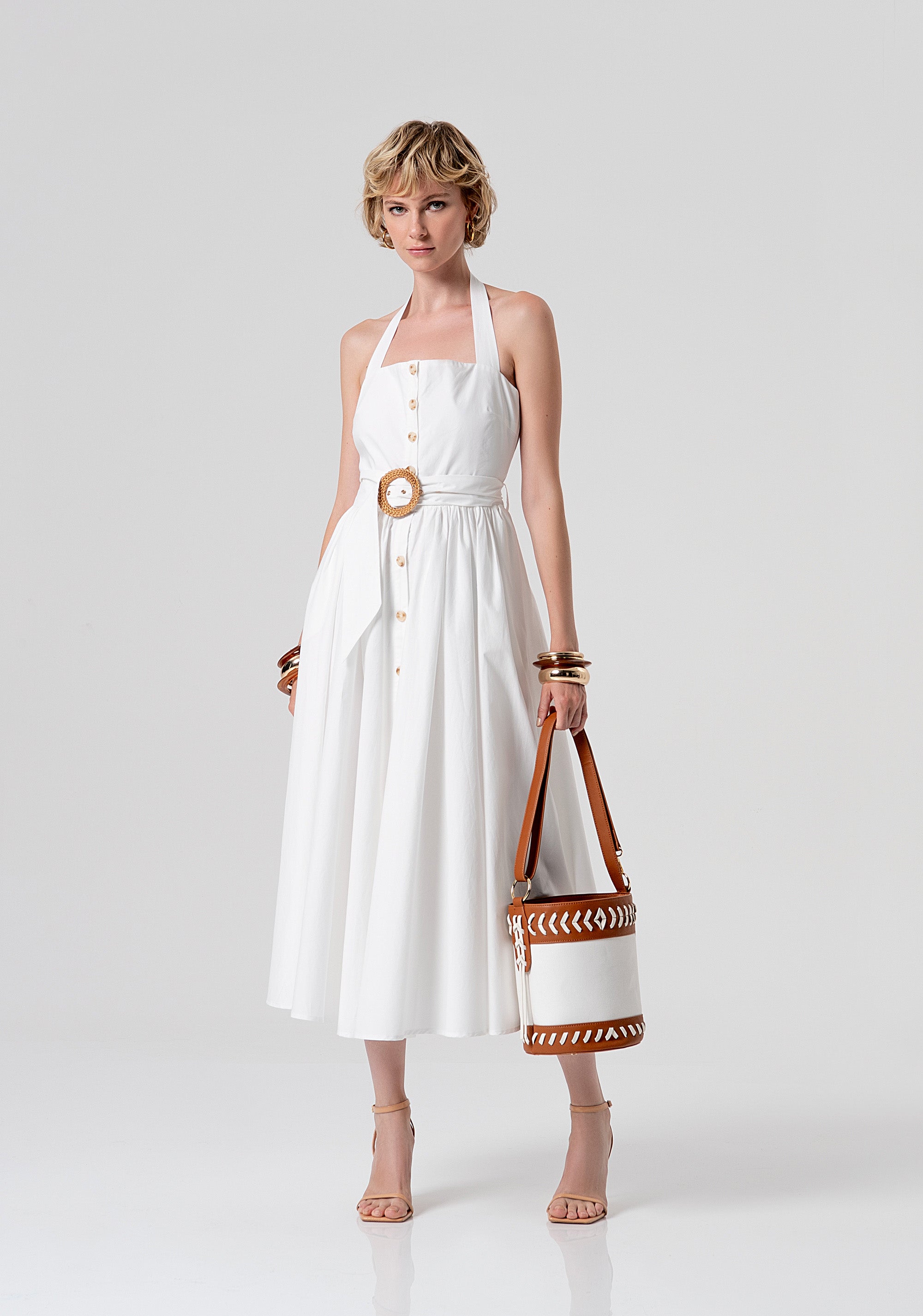 Sleeveless chemisier dress middle length made in popeline Fracomina FS26SD2003W40001-278-4