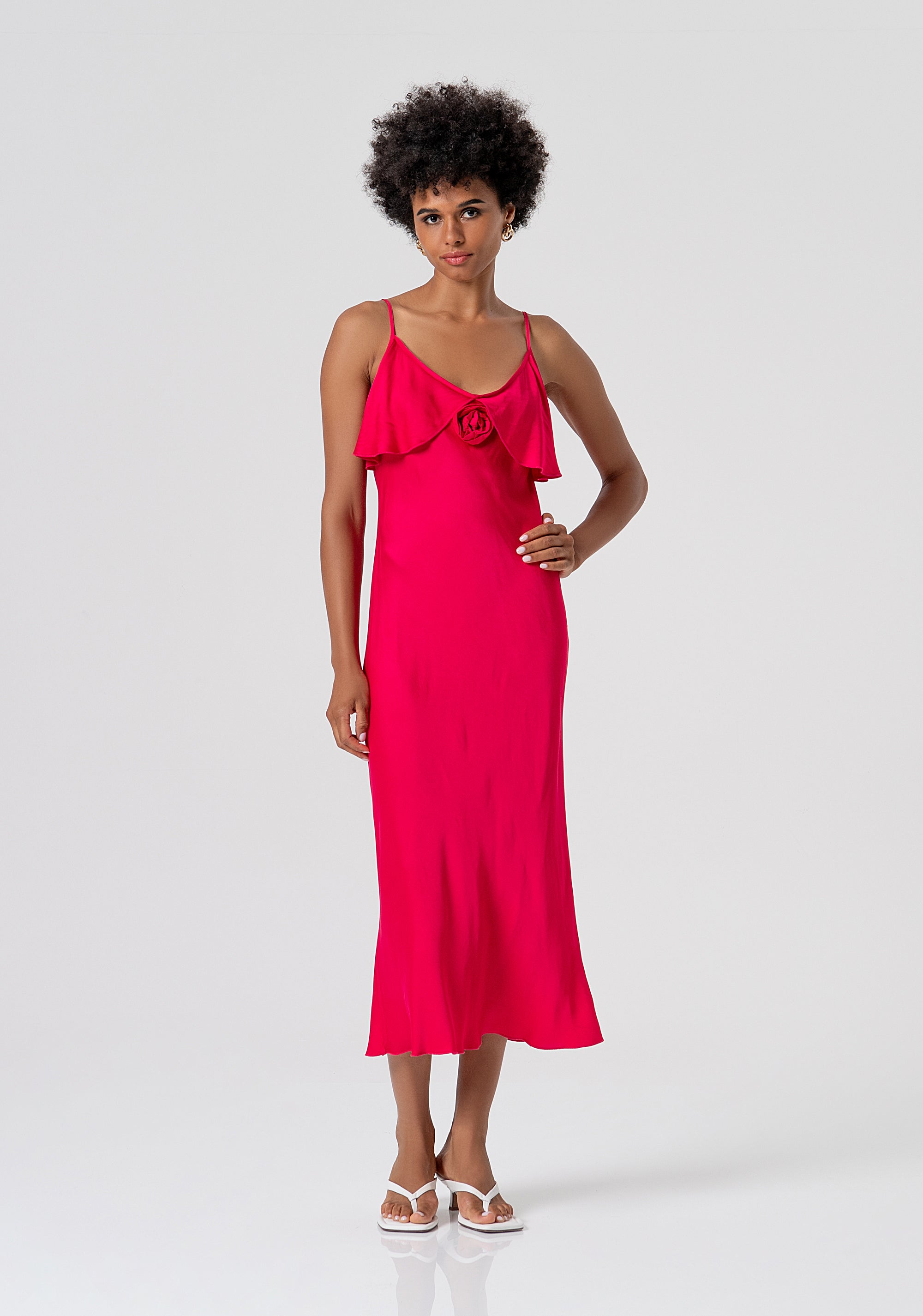 Sleeveless dress middle length made in viscose satin Fracomina FS26SD2007W58301-689