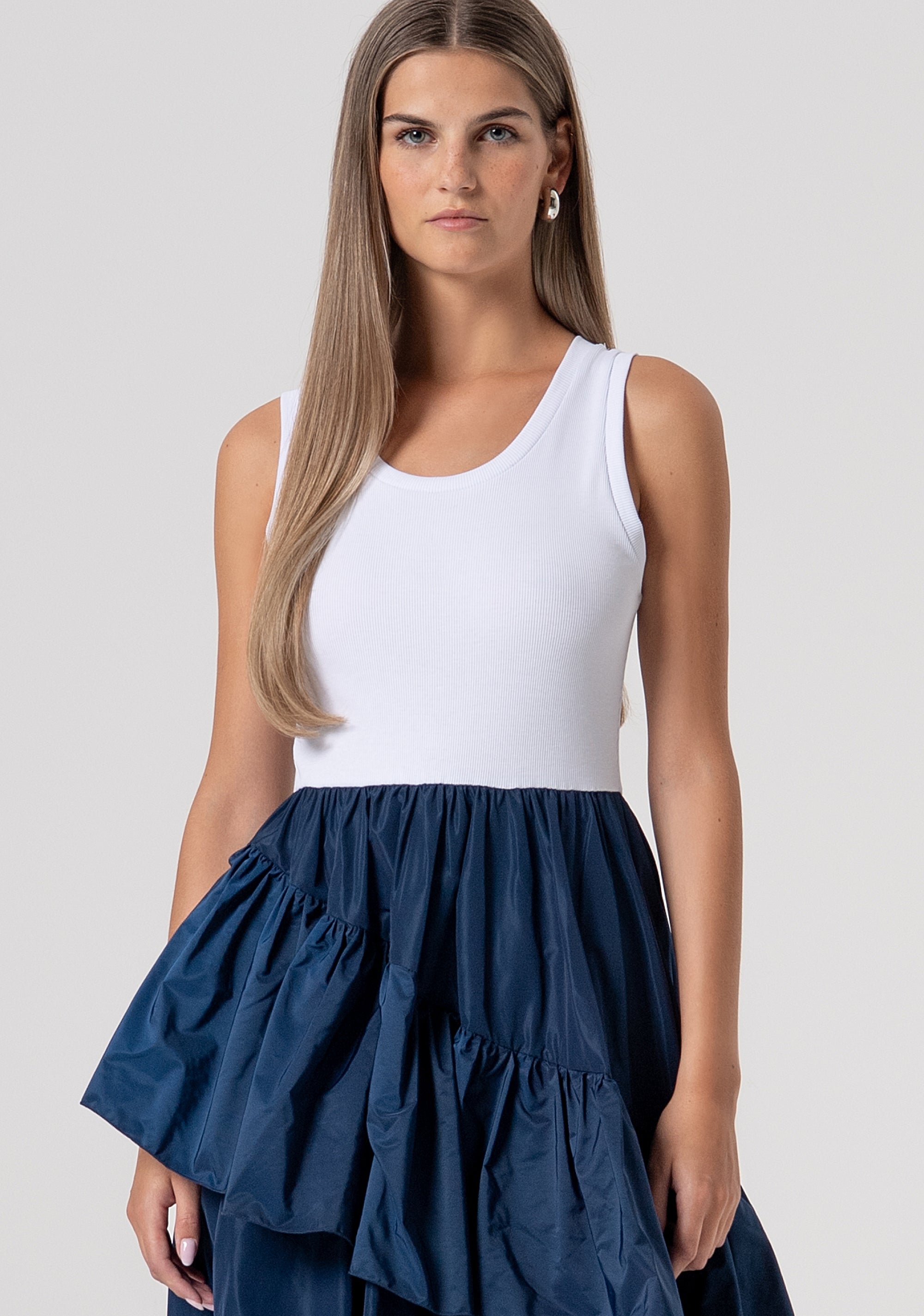 Sleeveless dress middle length made in mixed fabrics Fracomina FS26SD2009W40101-083-2