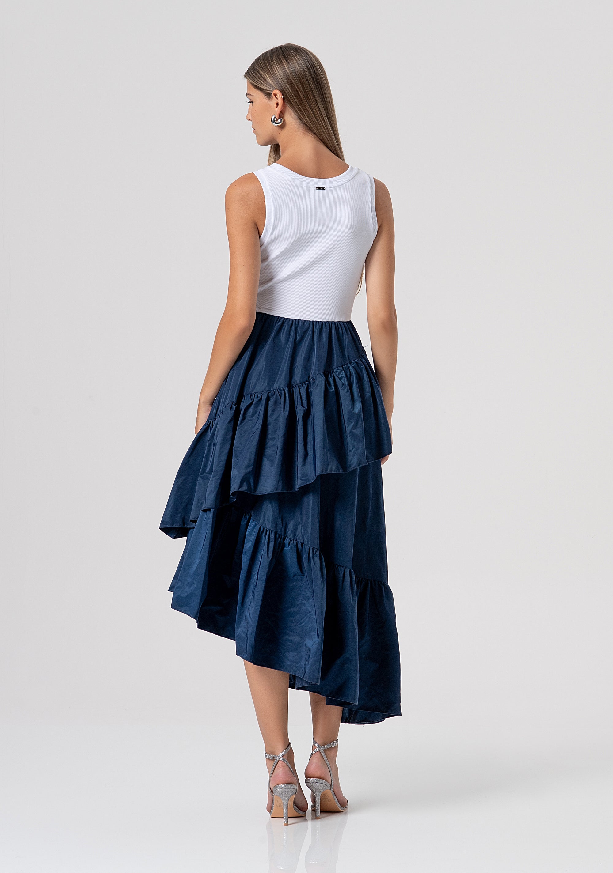 Sleeveless dress middle length made in mixed fabrics Fracomina FS26SD2009W40101-083-3