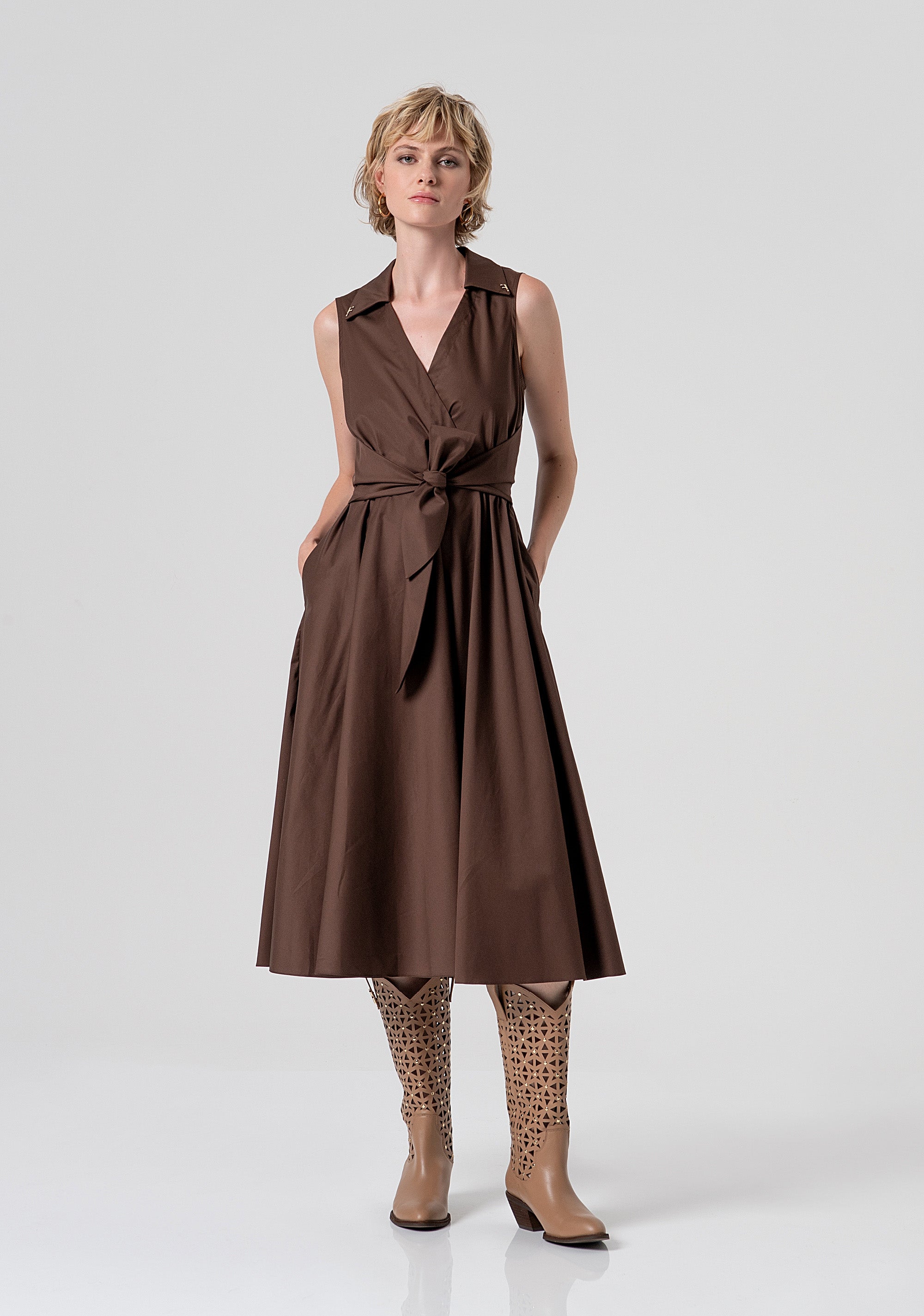 Sleeveless dress middle length made in popeline Fracomina FS26SD2010W40201-091-1