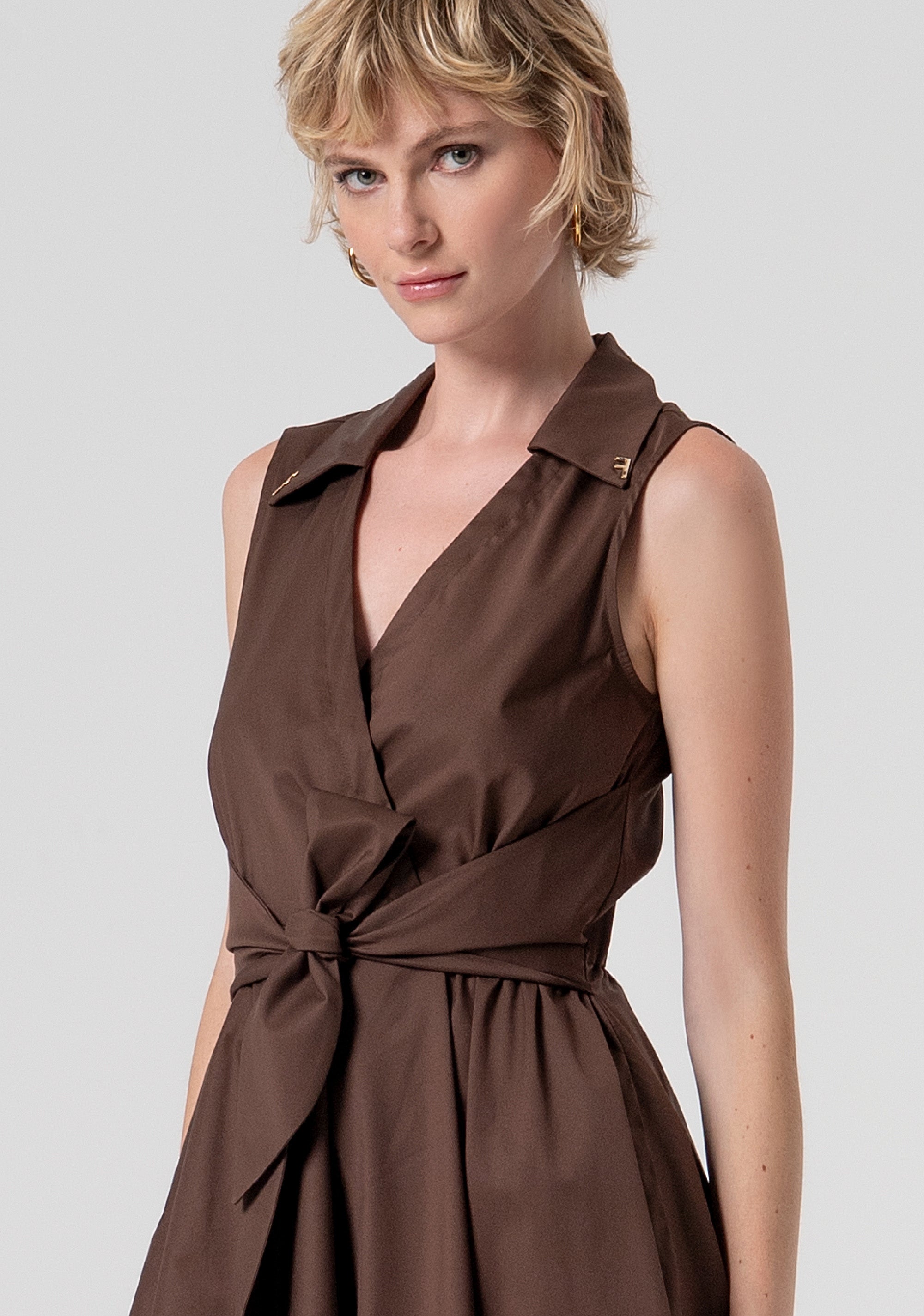 Sleeveless dress middle length made in popeline Fracomina FS26SD2010W40201-091-2