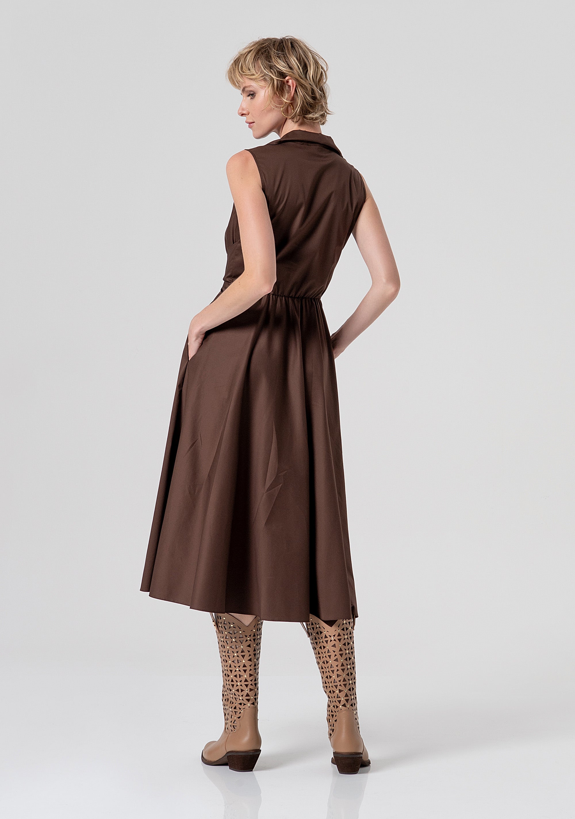 Sleeveless dress middle length made in popeline Fracomina FS26SD2010W40201-091-3