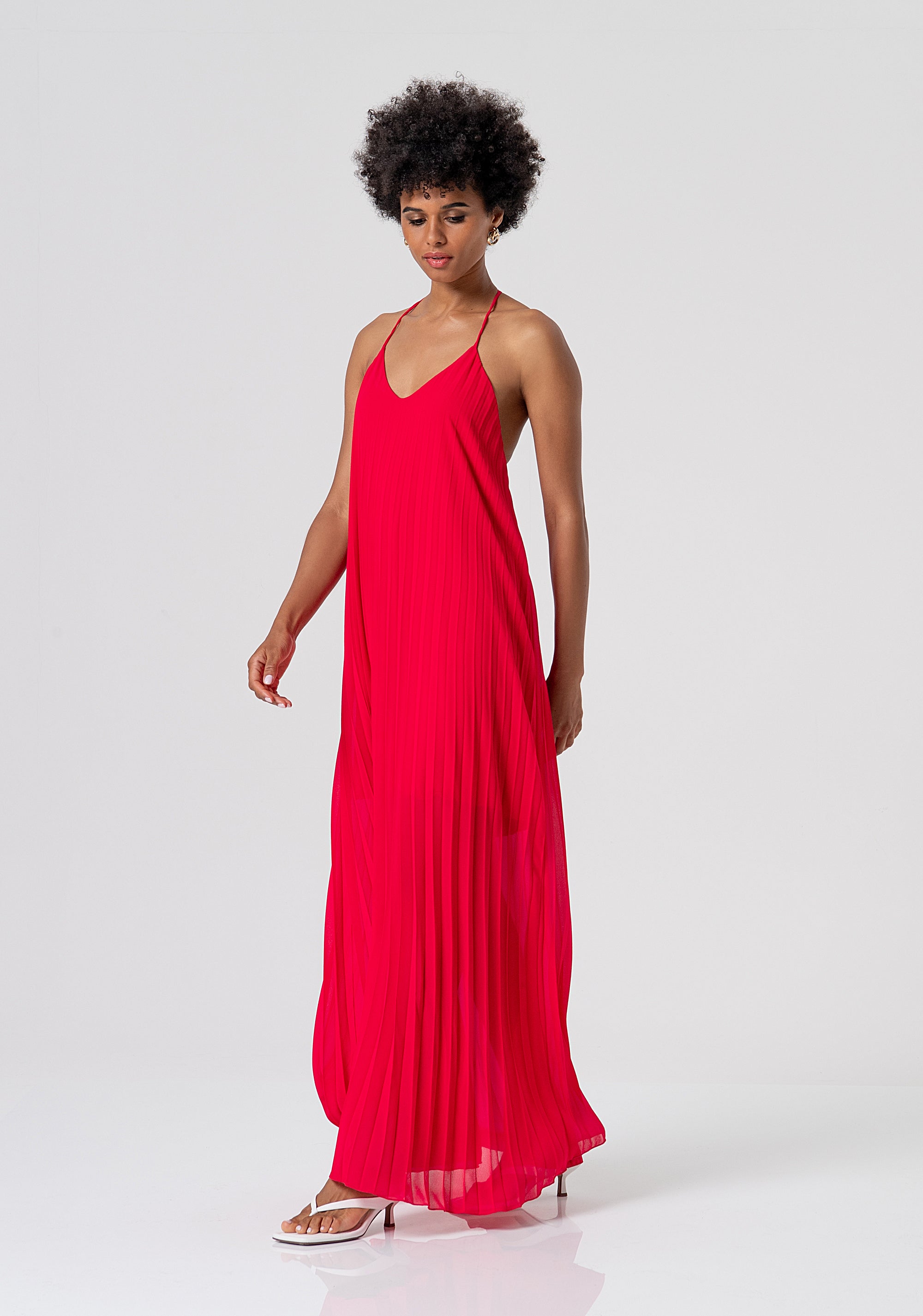 Long sleeveless dress made in georgette with plissè effect Fracomina FS26SD3002W412F9-689-1