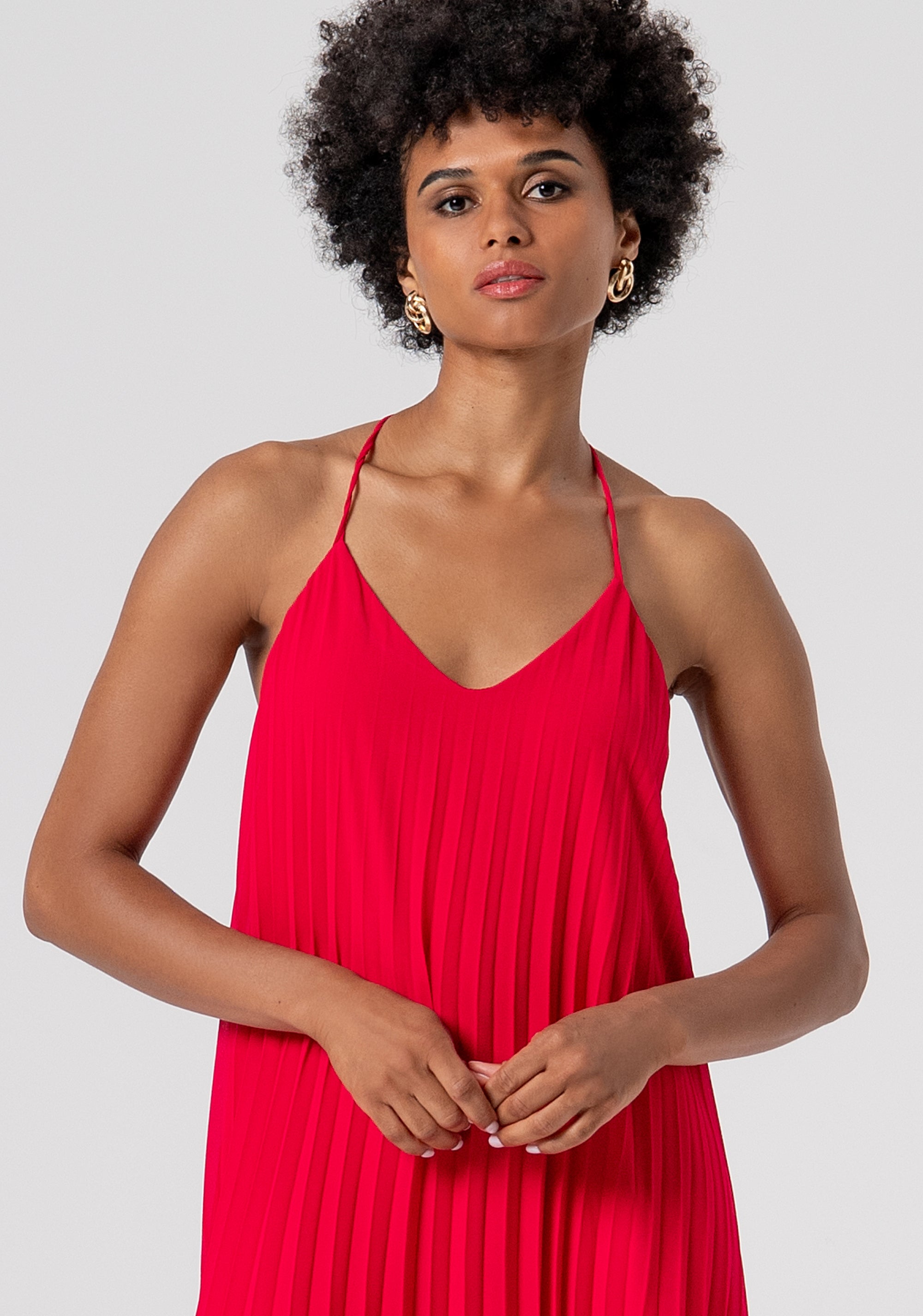 Long sleeveless dress made in georgette with plissè effect Fracomina FS26SD3002W412F9-689-2