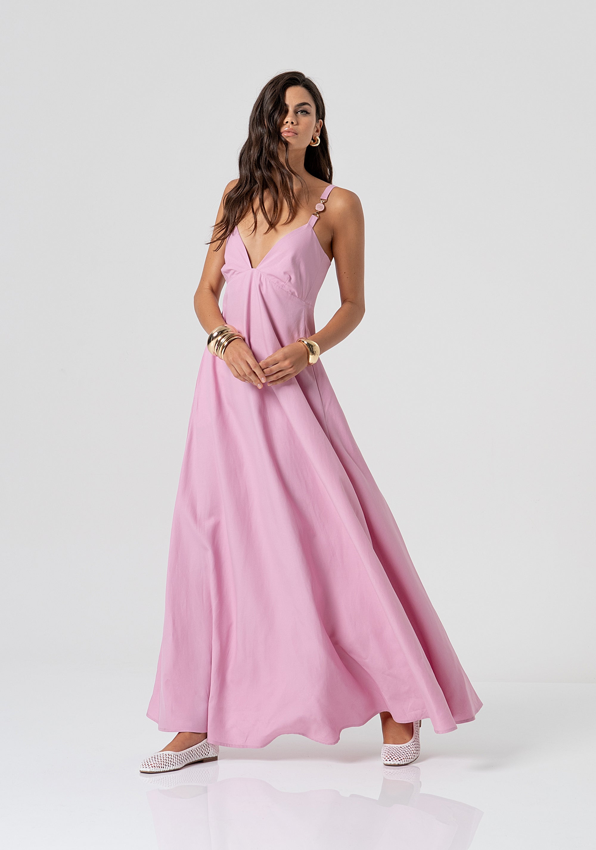 Long sleeveless dress made in viscose and linen Fracomina FS26SD3004W69301-226-4