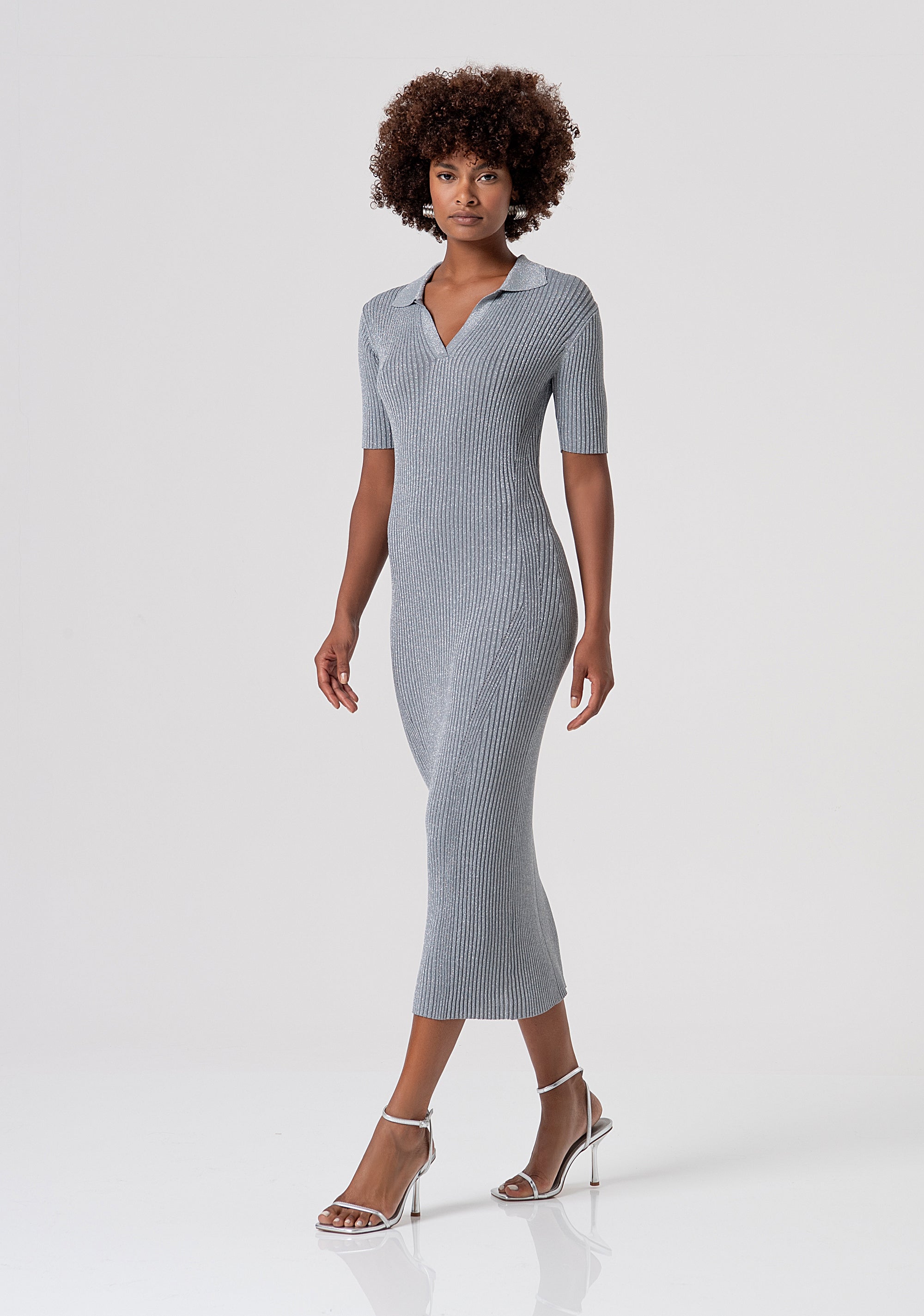 Knitted dress slim fit middle length with ribs Fracomina FS26SD5001K564Q7-156-3