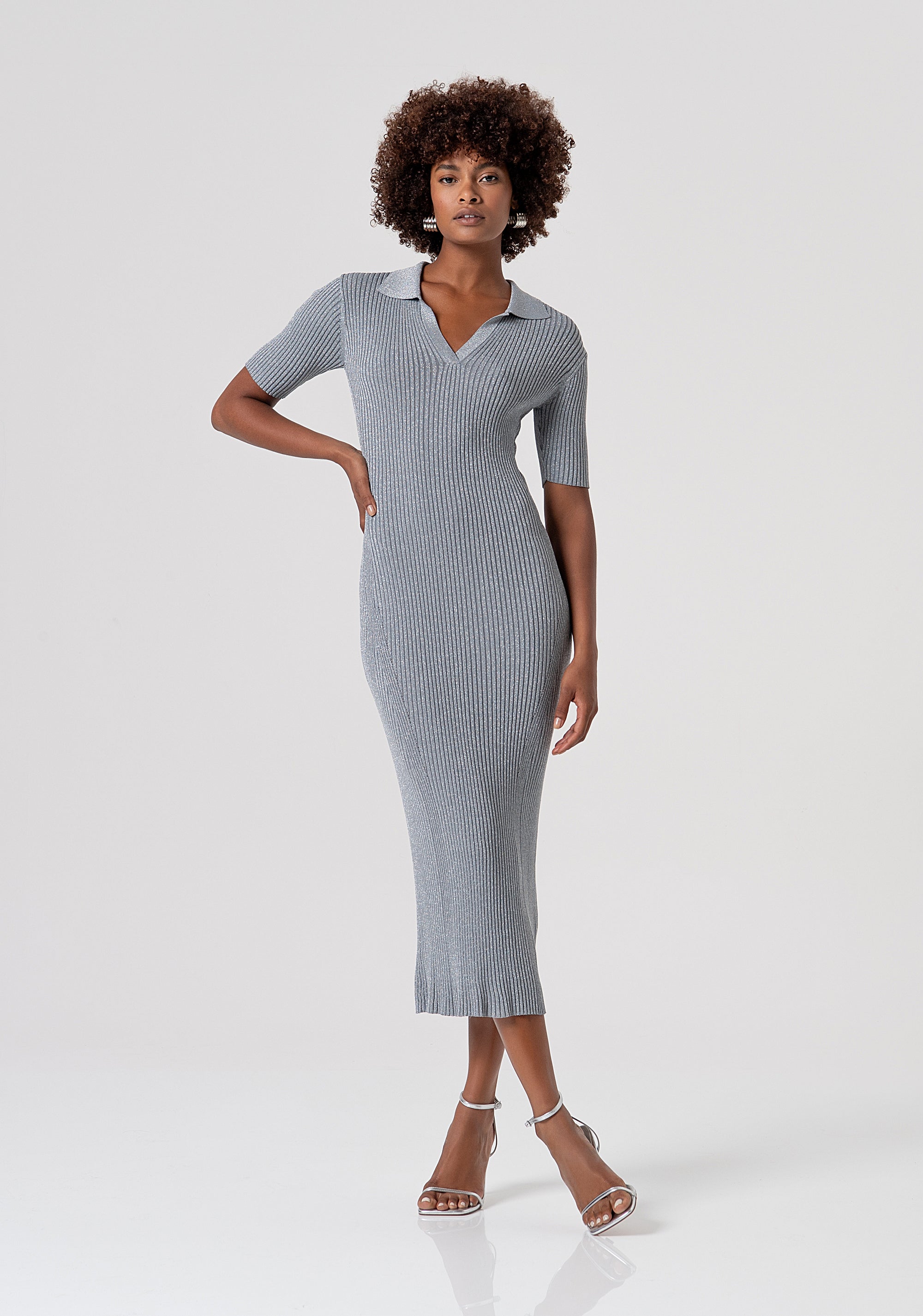 Knitted dress slim fit middle length with ribs Fracomina FS26SD5001K564Q7-156