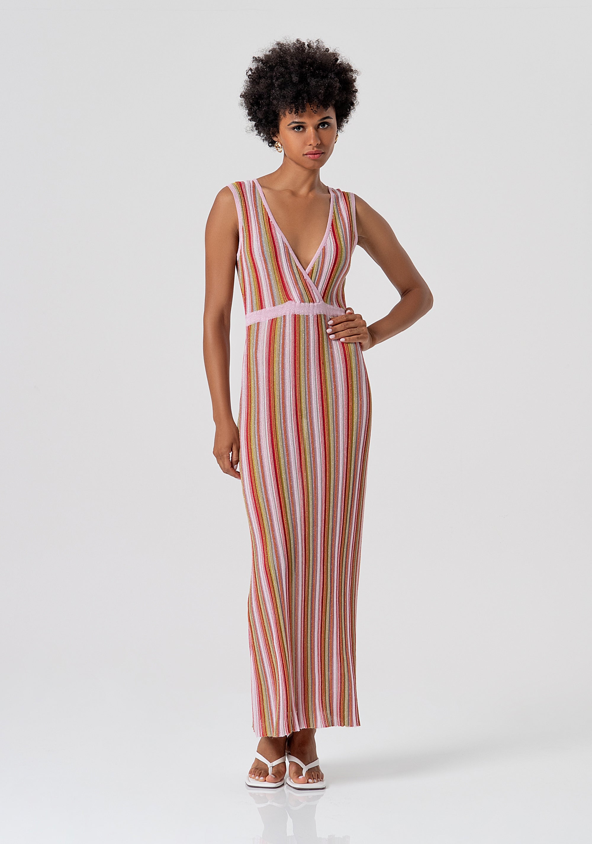 Long knitted sleeveless dress with lurex Fracomina FS26SD5006K432F8-210-1