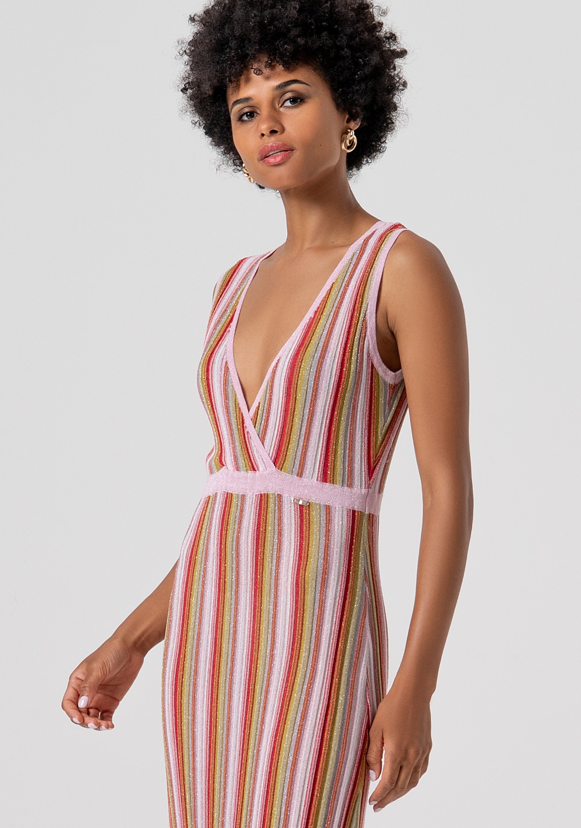 Long knitted sleeveless dress with lurex Fracomina FS26SD5006K432F8-210-2