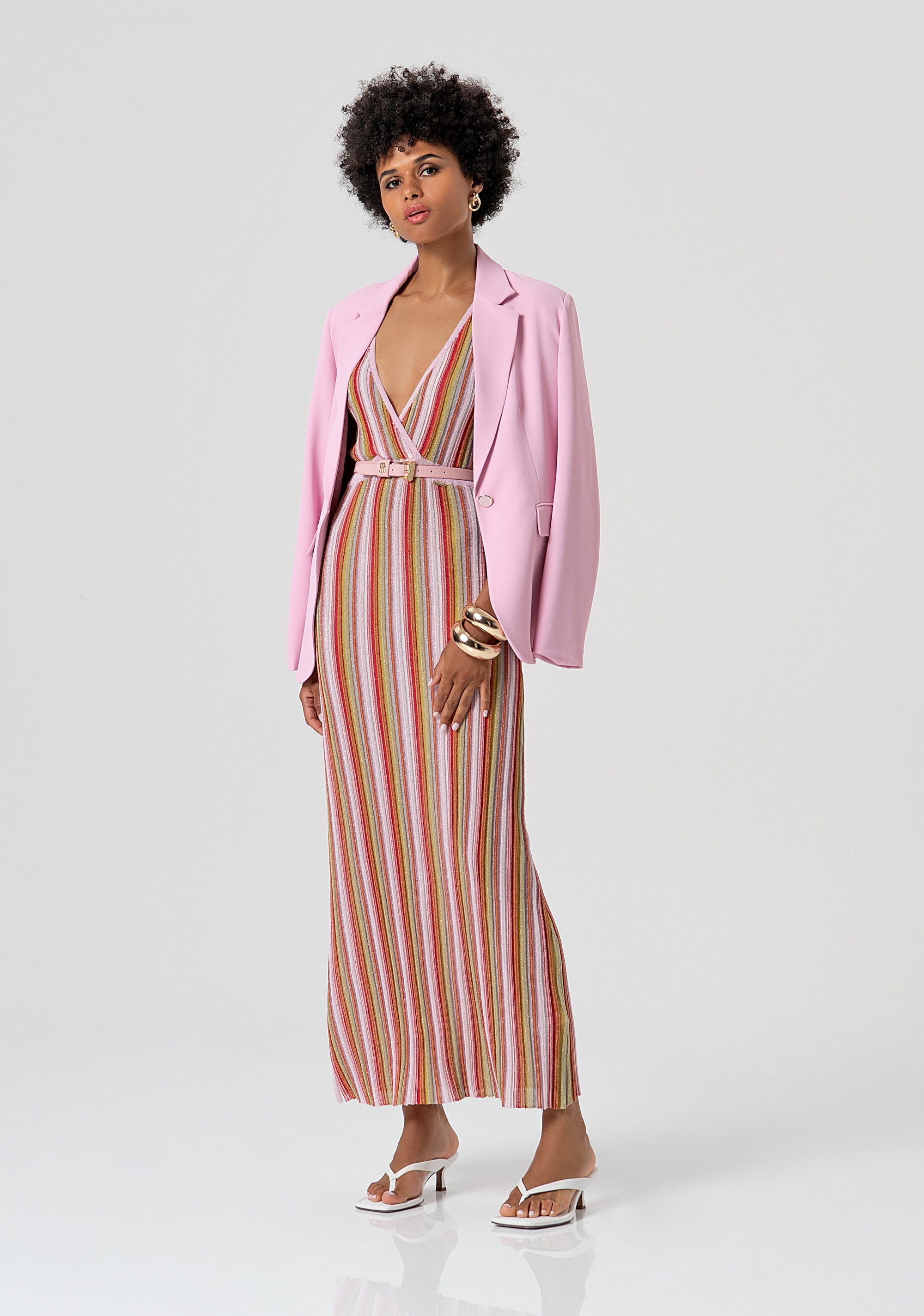 Long knitted sleeveless dress with lurex Fracomina FS26SD5006K432F8-210-4