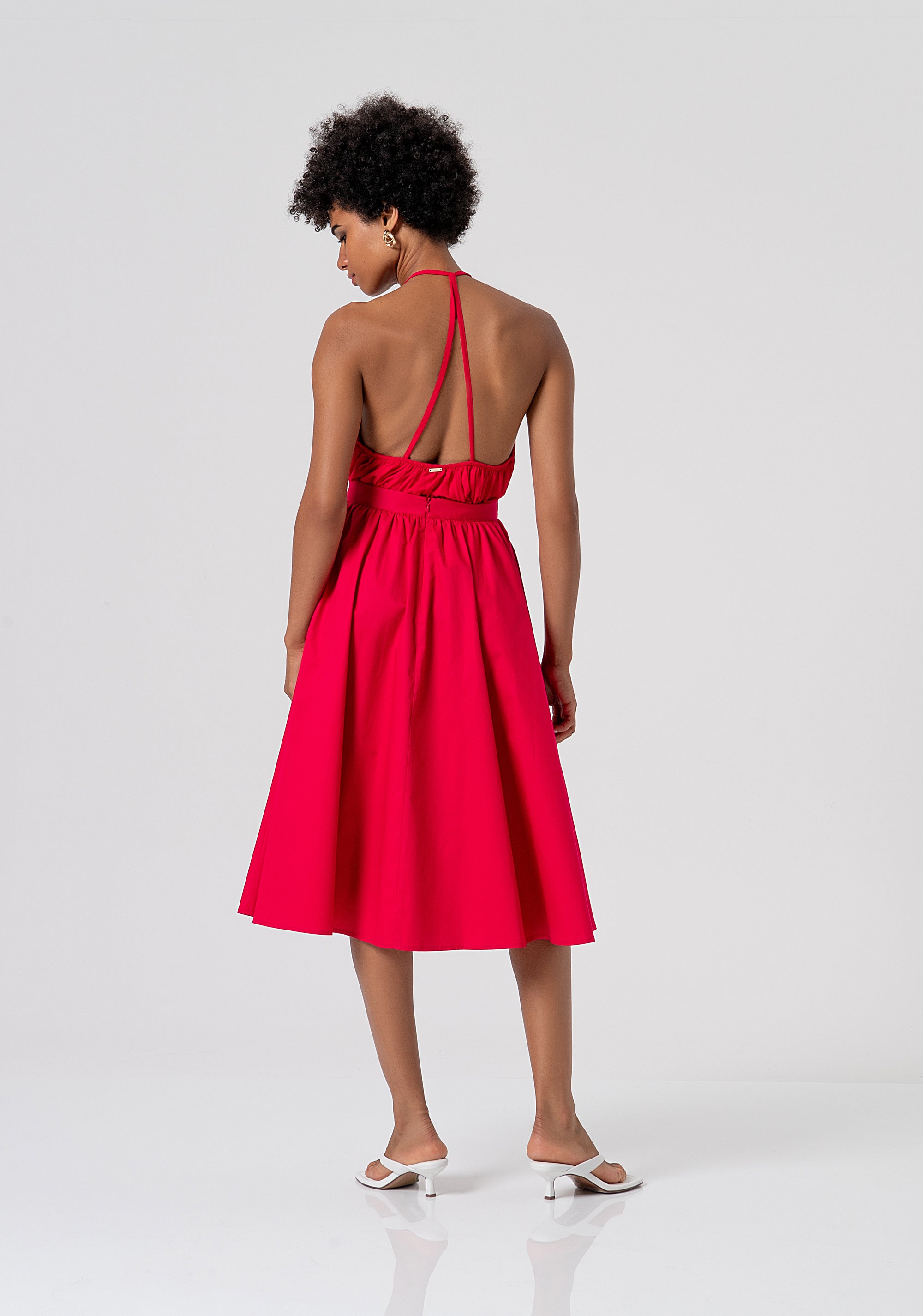 Flare skirt middle length made in cotton popeline Fracomina FS26SG2001W400E5-689-3