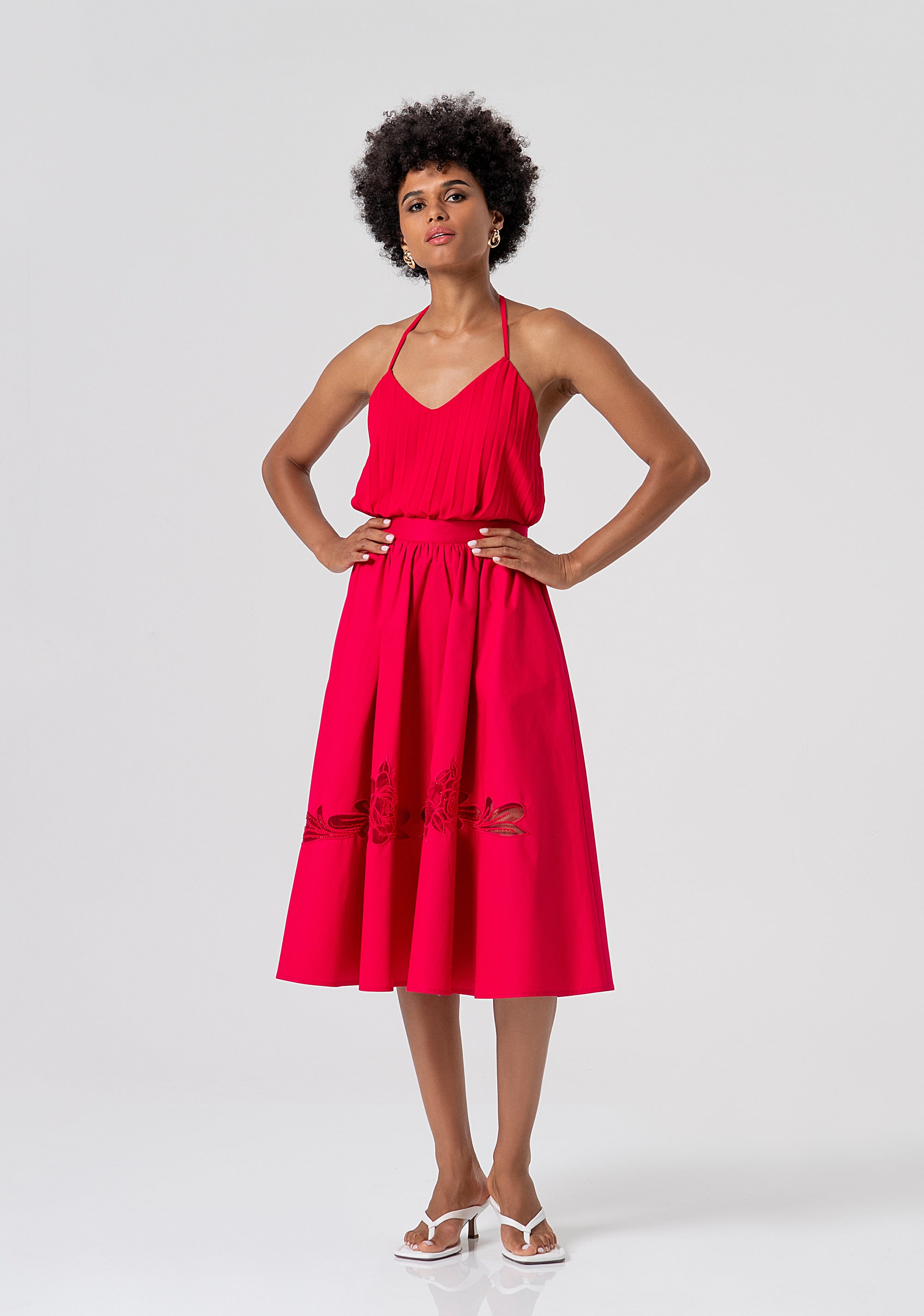 Flare skirt middle length made in cotton popeline Fracomina FS26SG2001W400E5-689