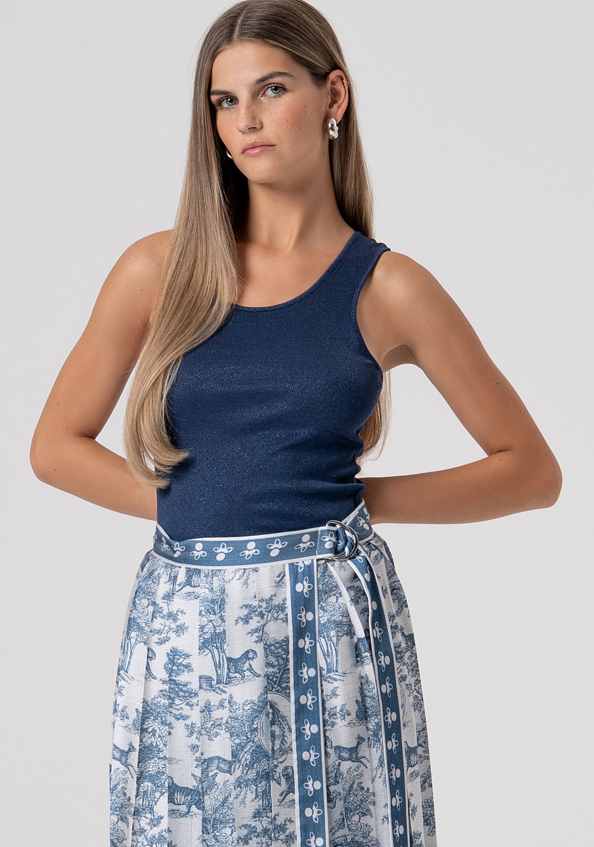 Flare wrap skirt middle length with conceptual pattern Fracomina FS26SG2005W435K5-083-2