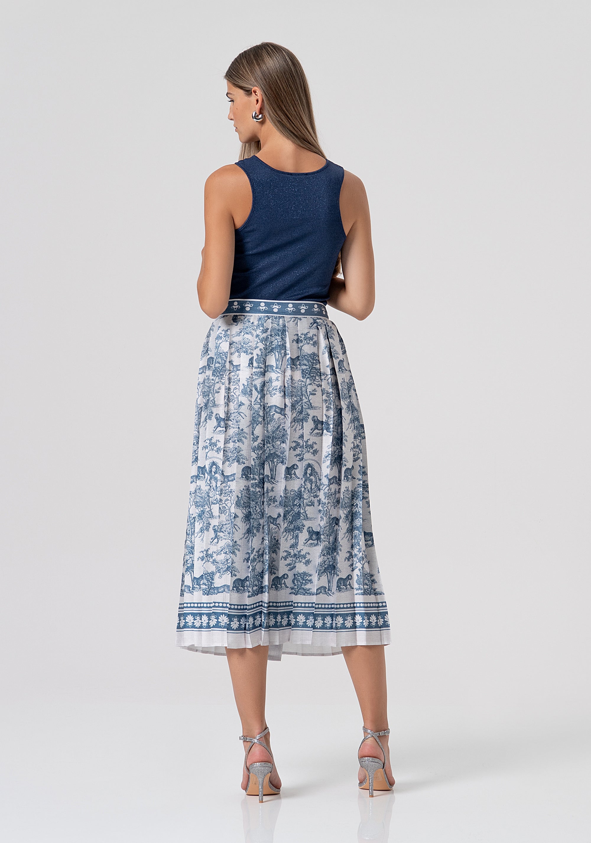 Flare wrap skirt middle length with conceptual pattern Fracomina FS26SG2005W435K5-083-3