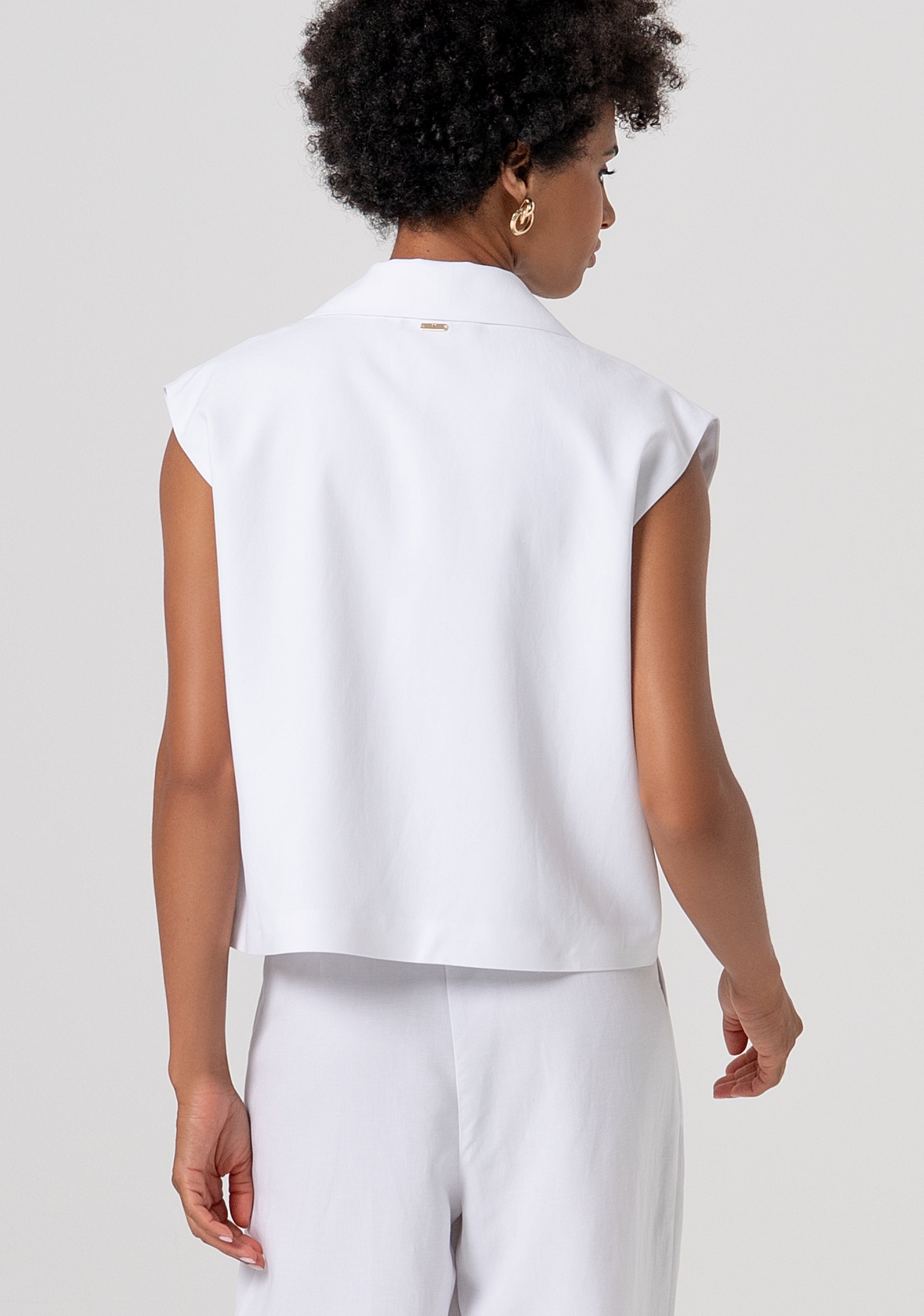 Sleeveless blazer jacket double breasted with linen Fracomina FS26SJ1001W62201-278-3